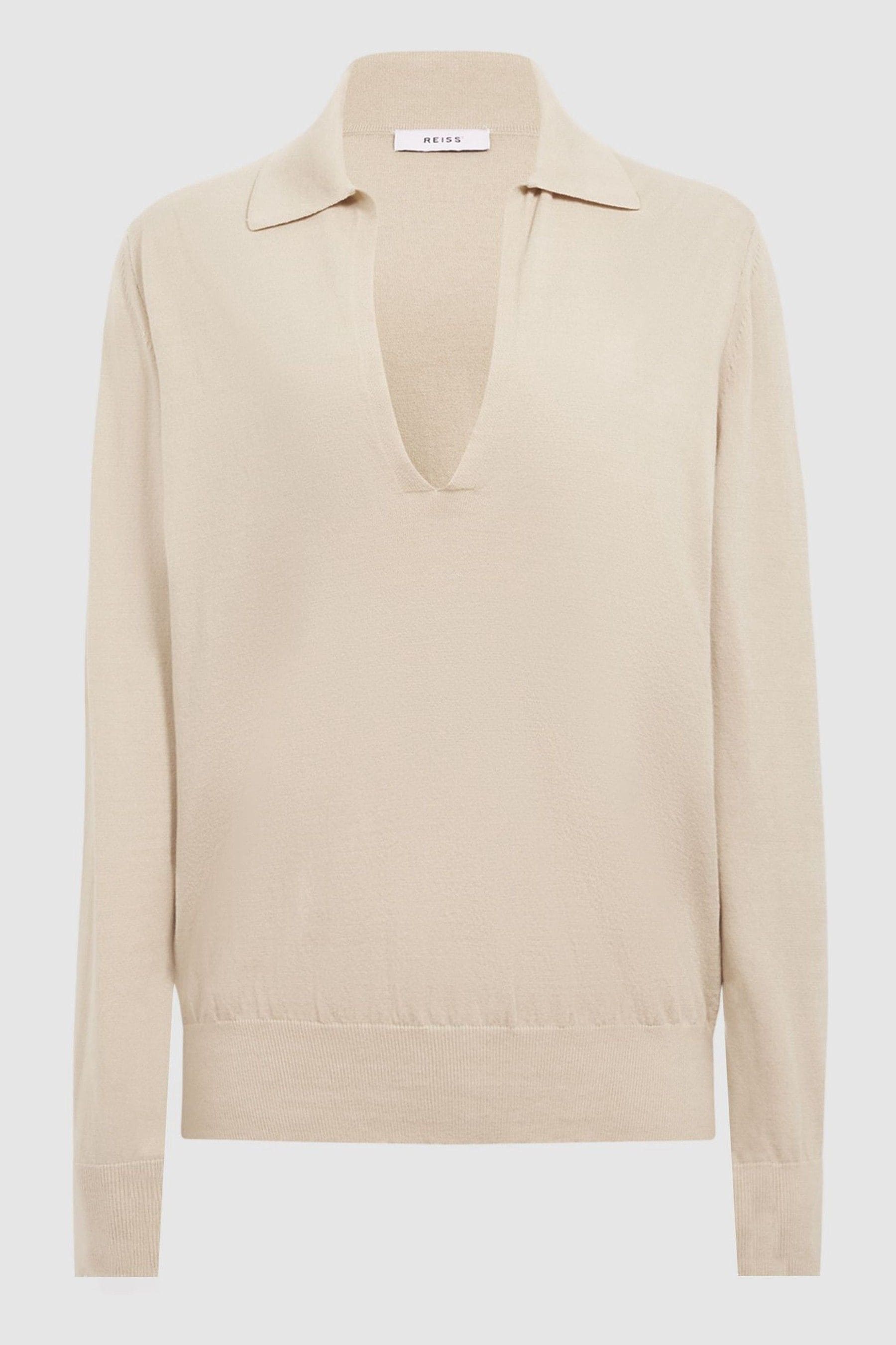 Buy Reiss Camel Nellie Knitted Collared VNeck Top from the Next UK