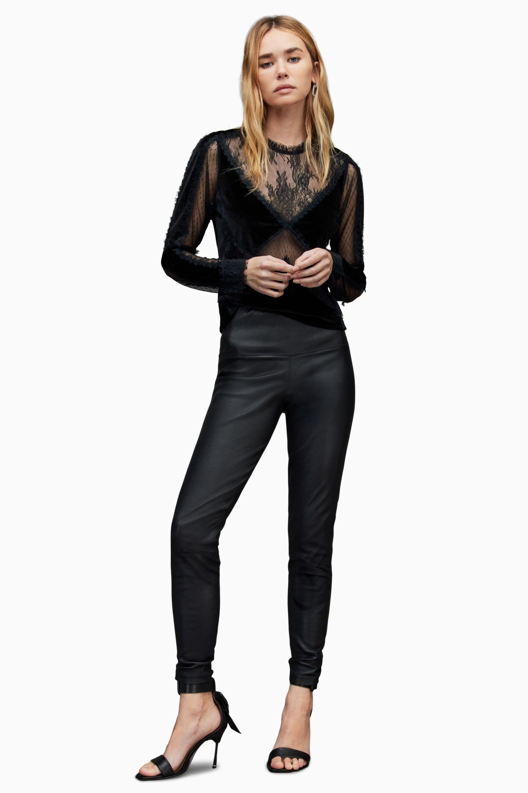 Buy AllSaints Black Mila Velvet Top from the Next UK online shop
