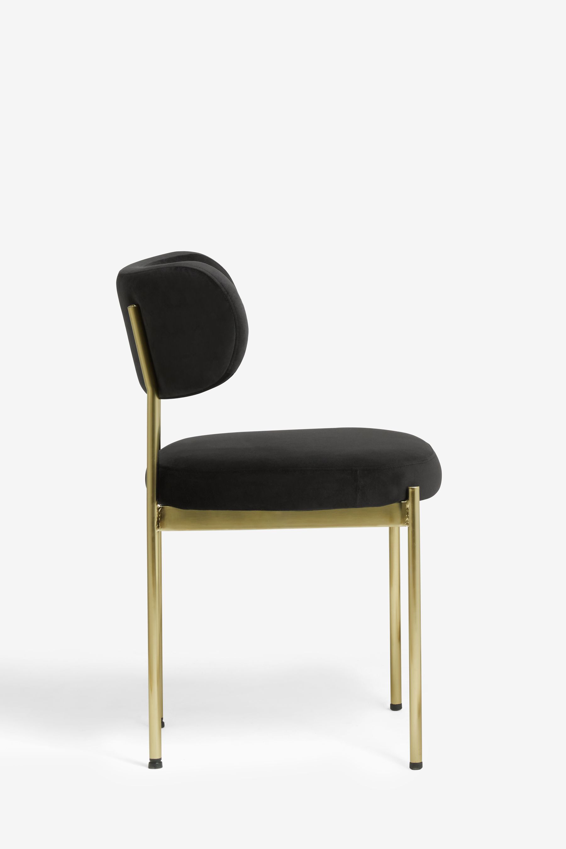 Buy Set of 2 Soft Velvet Black Brushed Gold Leg Aleia Dining Chairs