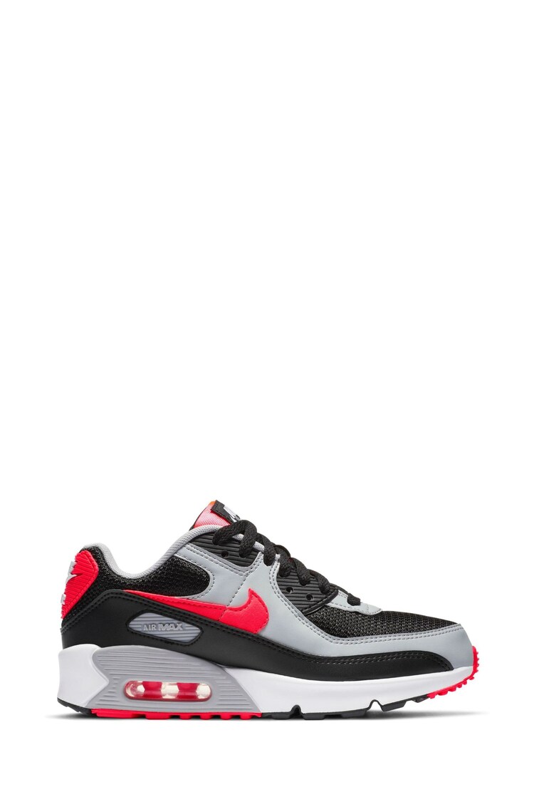 Nike Grey/Red Air Max 90 Youth Trainers - Image 1 of 1