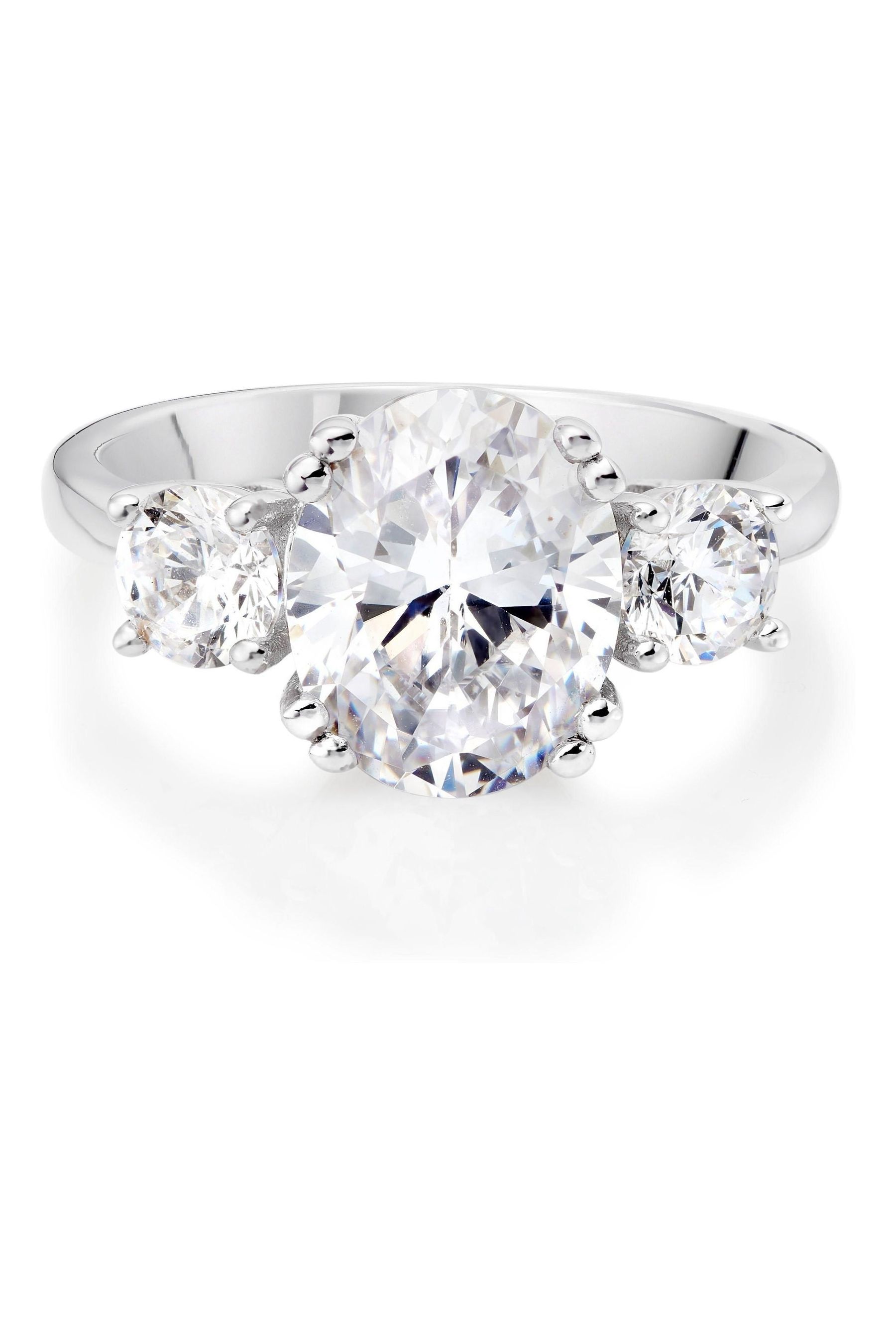 Buy Beaverbrooks Sterling Silver Cubic Zirconia Oval Three S Ring from