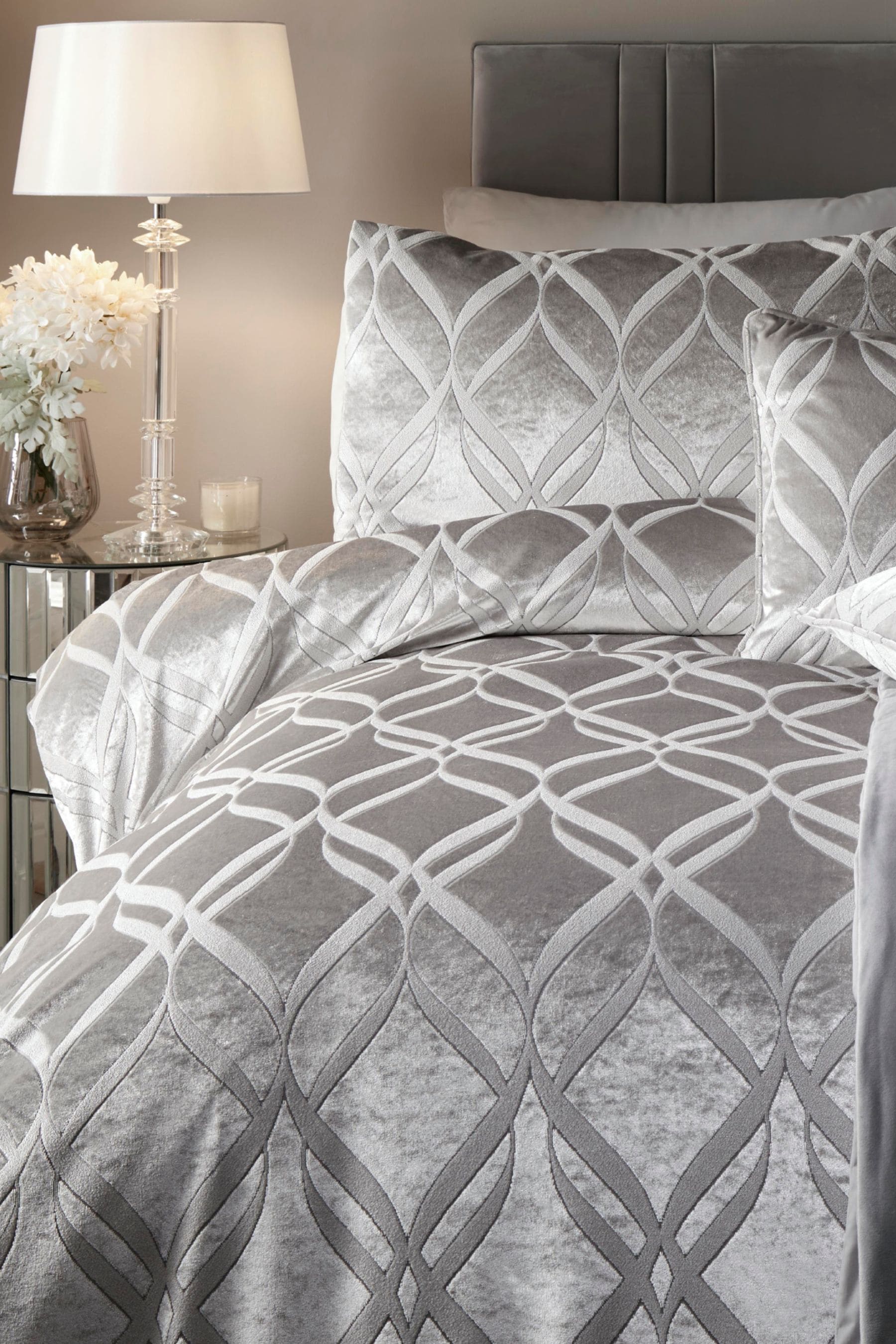 Buy Soiree Silver Soiree Belfort Jacquard Duvet Cover and Pillowcase Set from the Next UK online