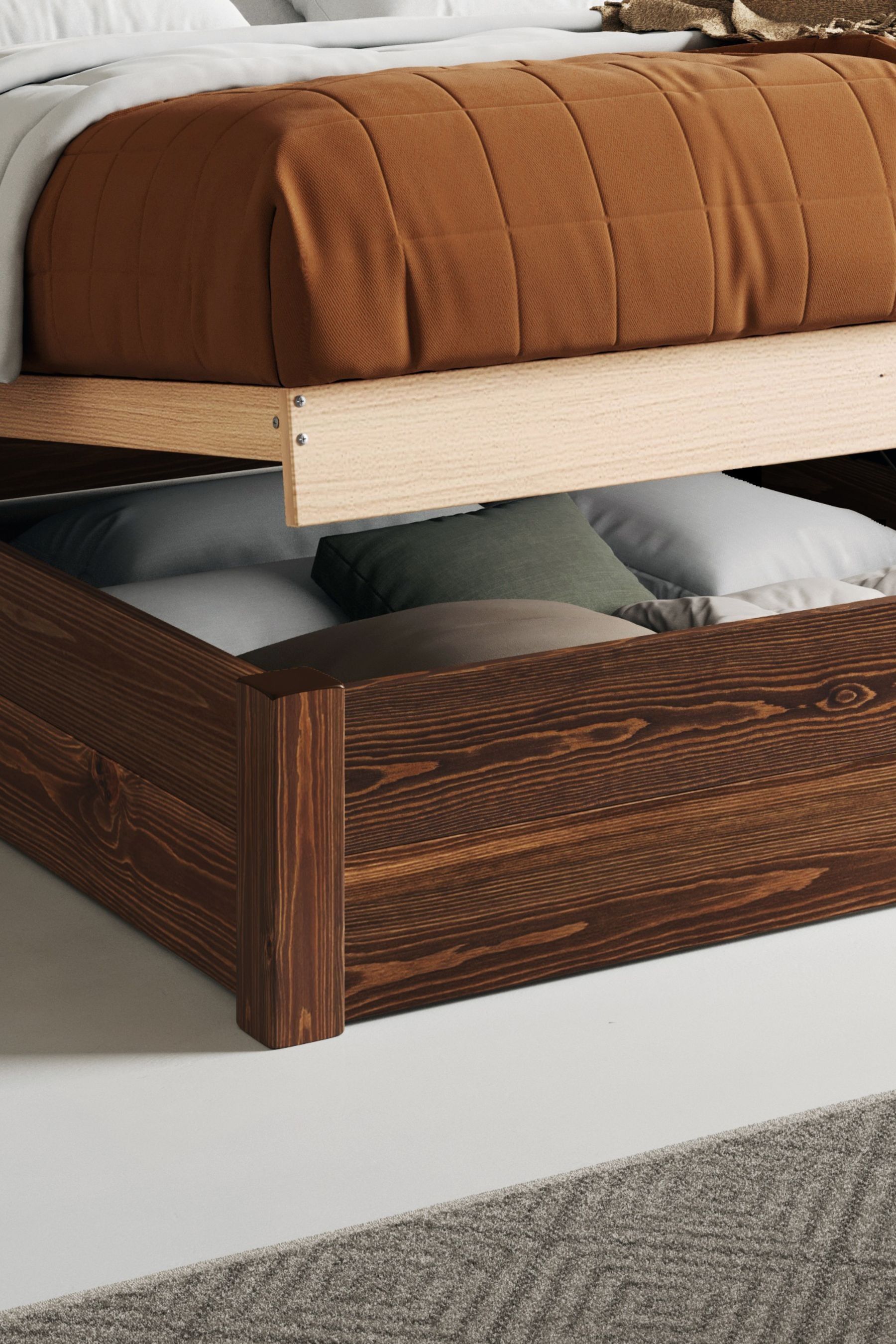 Buy Get Laid Beds Coffee Bean Ottoman Storage Square Leg Solid Wood Bed