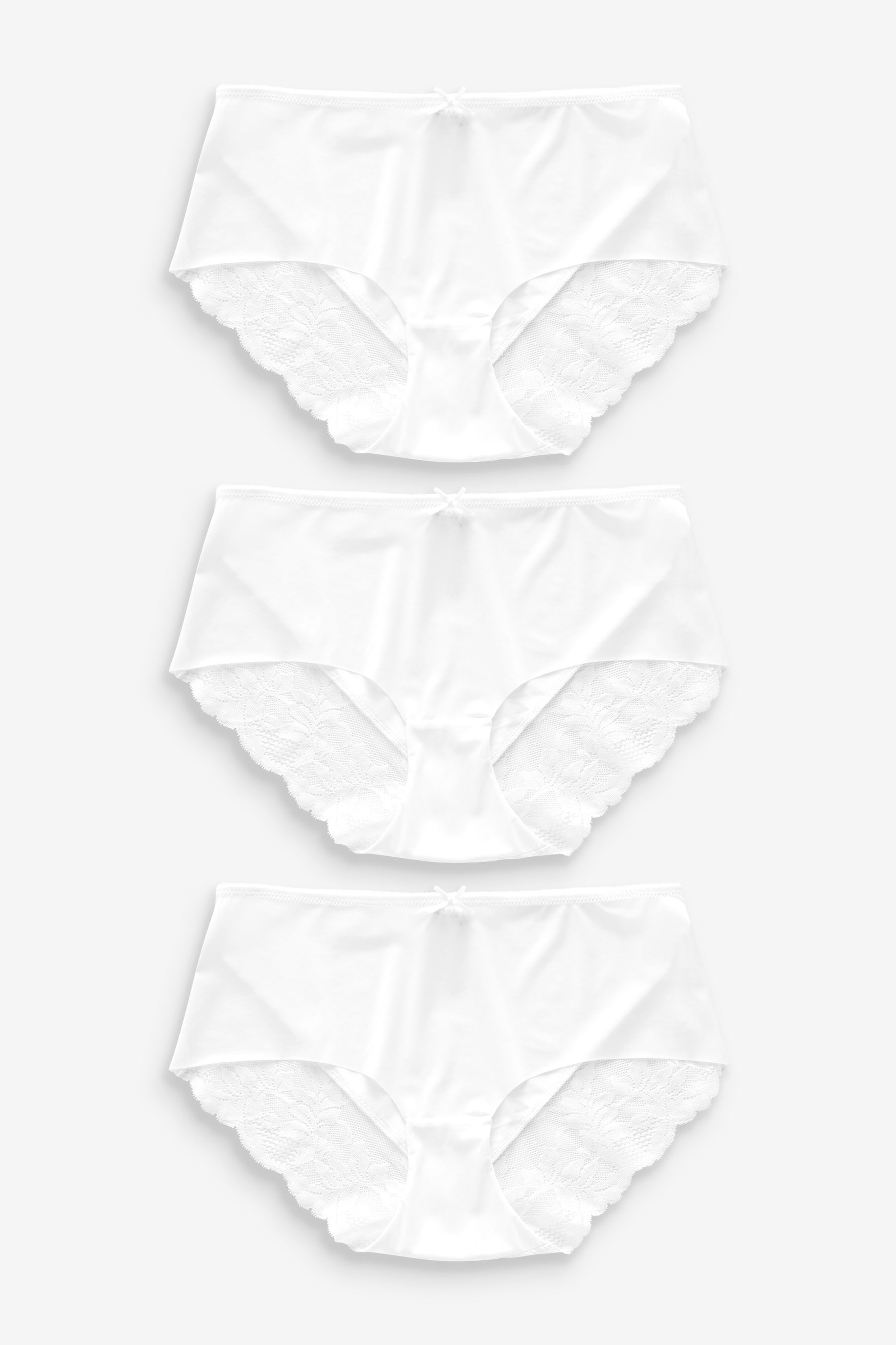 Buy White Midi No VPL Lace Back Briefs 3 Pack from the Next UK online shop