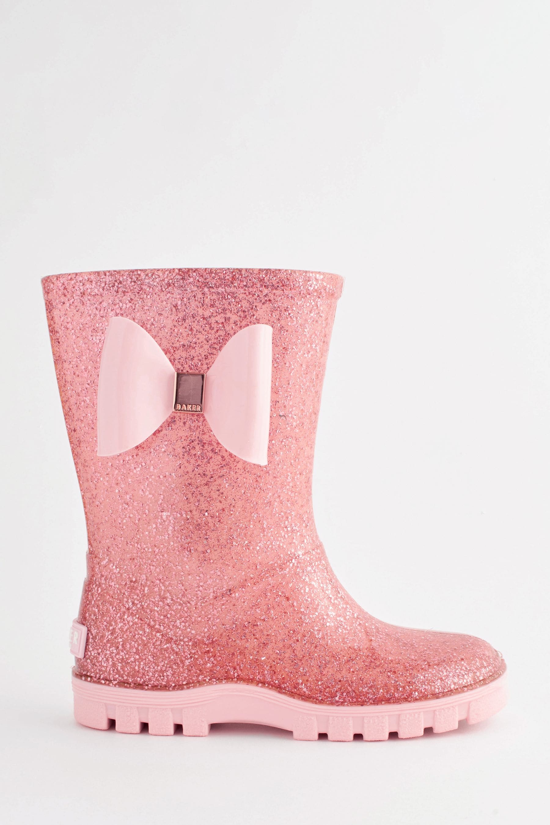 Buy Baker by Ted Baker Girls Pink Glitter Welly Boots with Bow from the ...