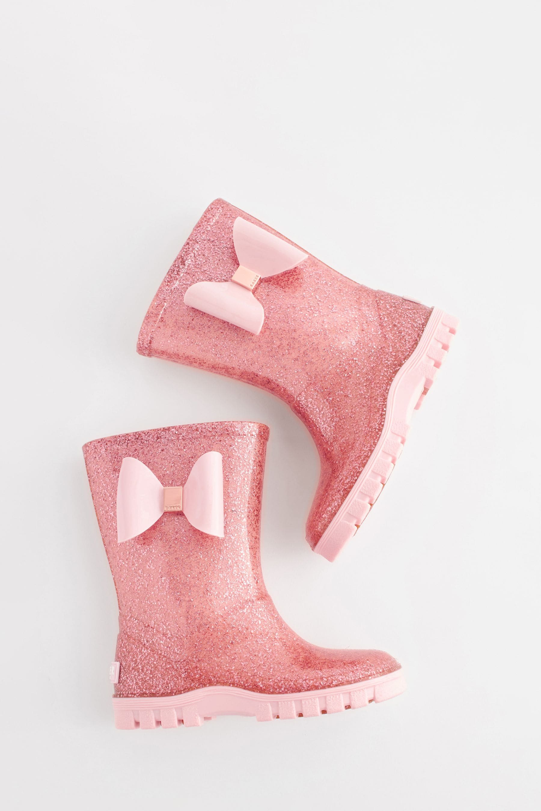 Buy Baker by Ted Baker Girls Pink Glitter Welly Boots with Bow from the ...