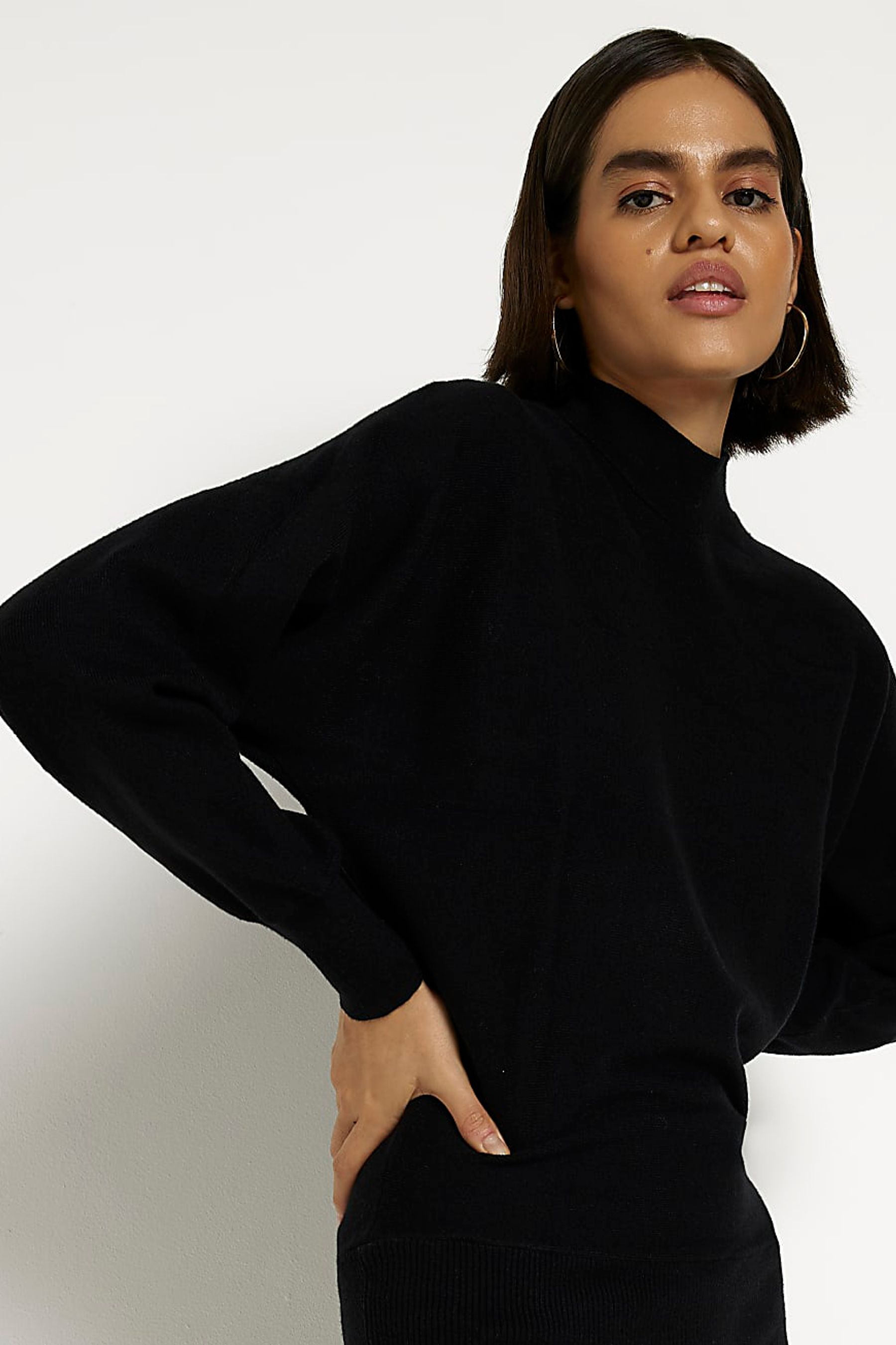 Buy River Island Black Batwing Knit Mini Dress from the Next UK online shop