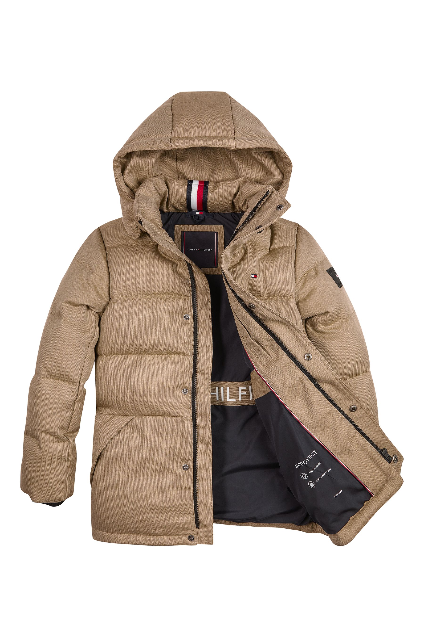 Buy Tommy Hilfiger Herringbone Puffer Brown Parka from Next Ireland