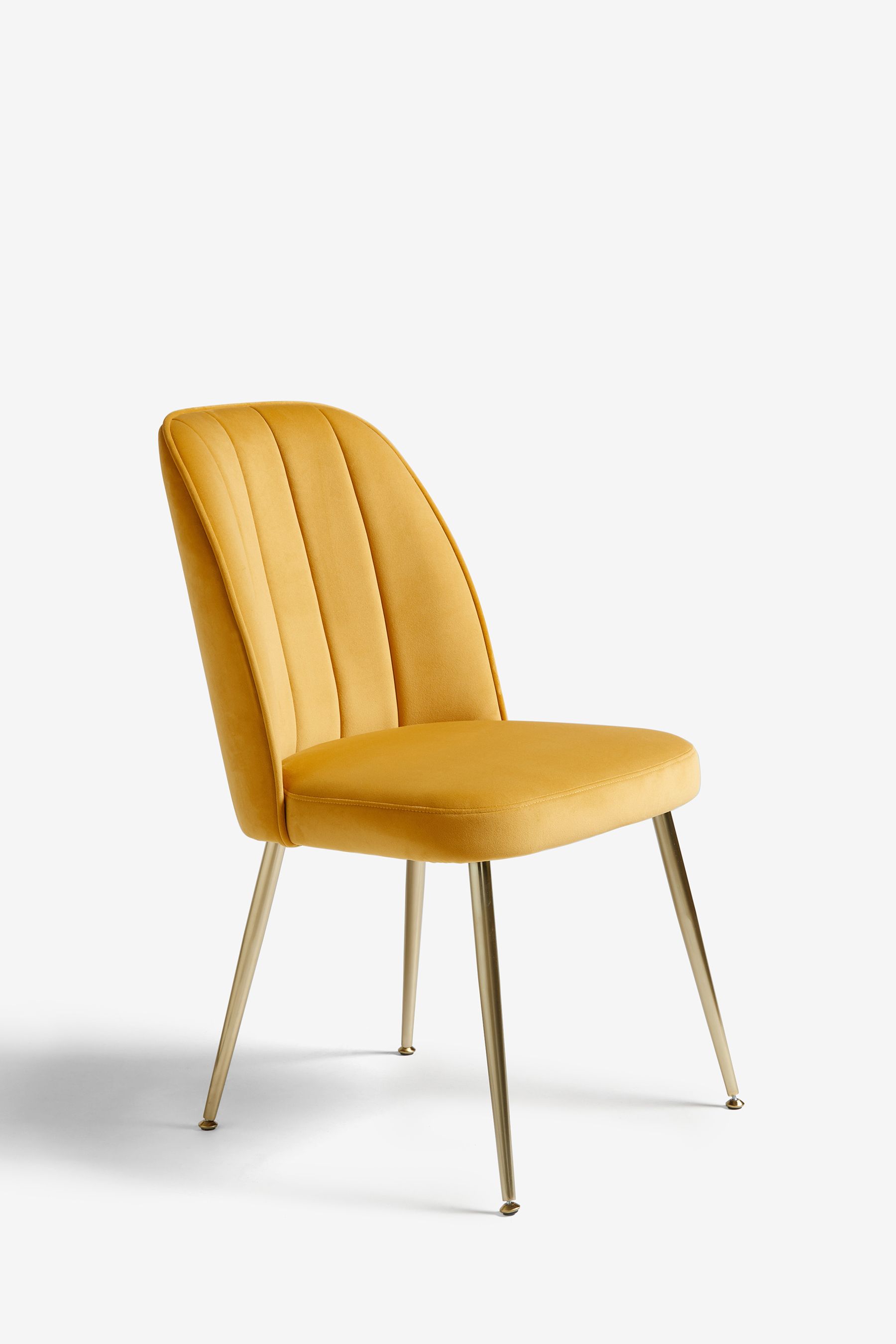 Buy Set of 2 Soft Velvet Ochre Yellow Brushed Gold Leg Stella Non Arm