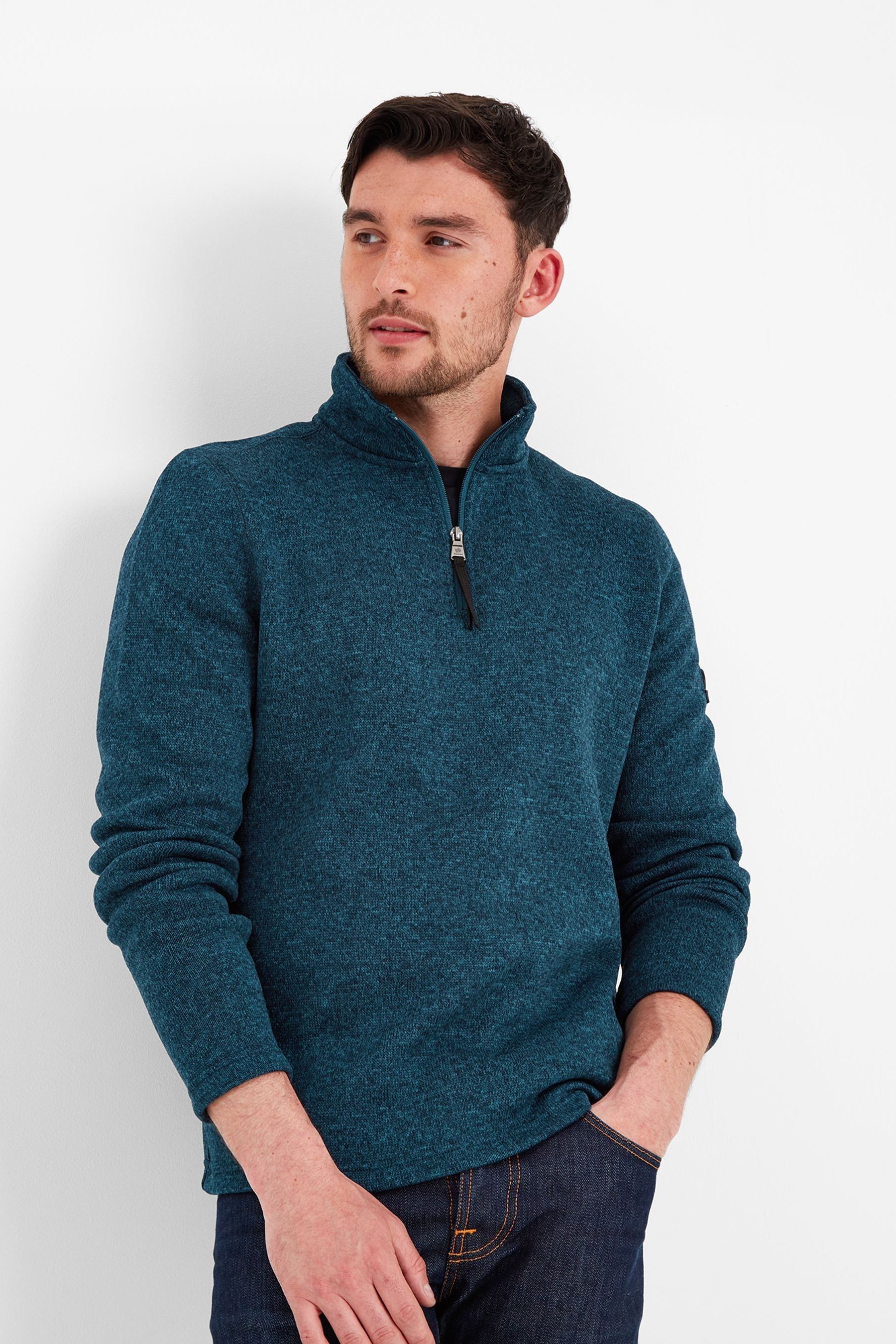 Buy Tog 24 Blue Pearson Knit Look Zip Neck Fleece from the Next UK