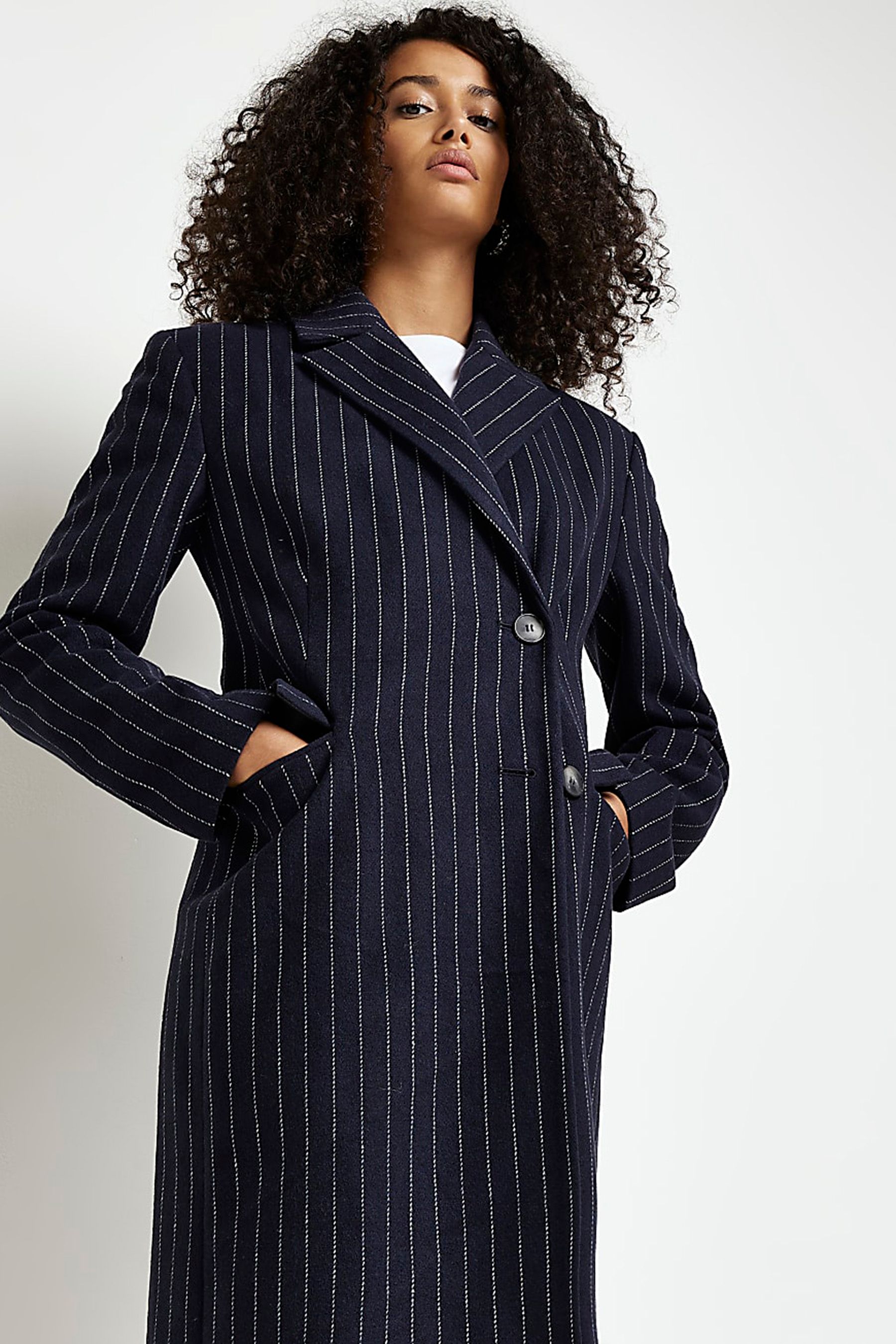 Buy River Island Navy Blue Super Cinched Waisted Coat from Next Ireland