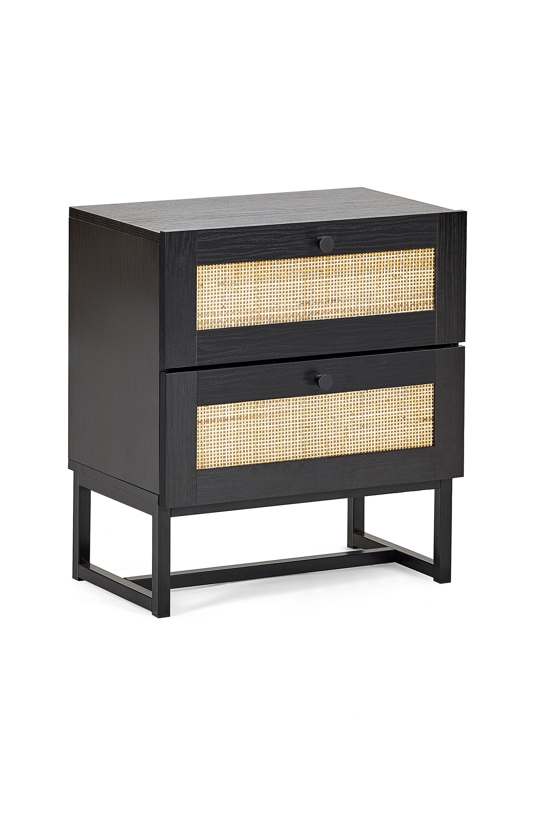 Buy Julian Bowen Black Padstow Rattan 2 Drawer Bedside Table from the ...