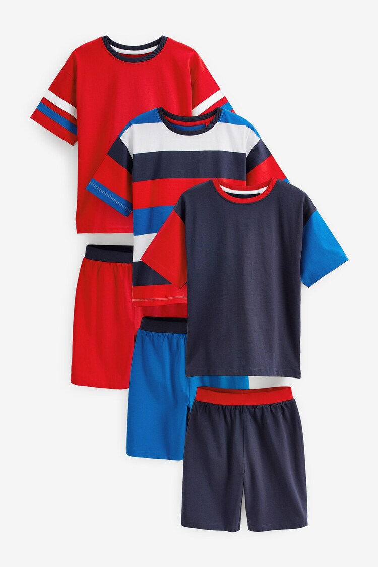 Rot/Blau - Kurze Pyjamas im 3er-Pack (3–16Jahre) - Bild 1 von 1 Rot/Blau - Kurze Pyjamas im 3er-Pack (3–16Jahre) - Bild 1 von 1