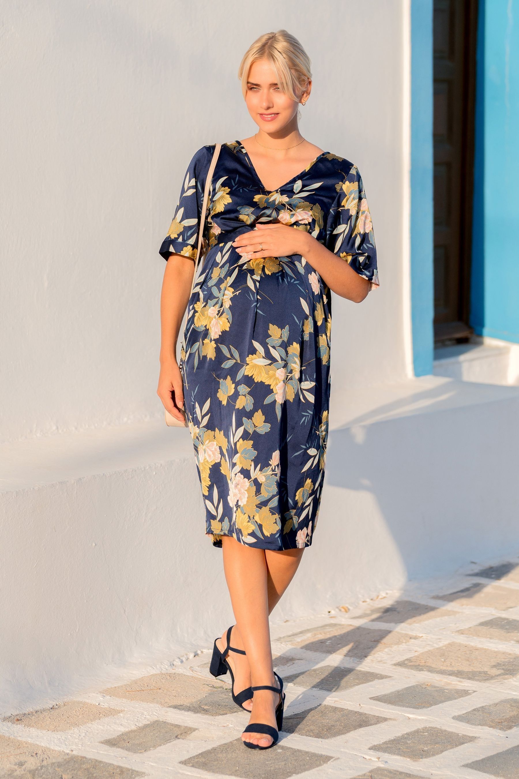 Buy JoJo Maman Bébé Navy Oriental Print Maternity & Nursing Dress from