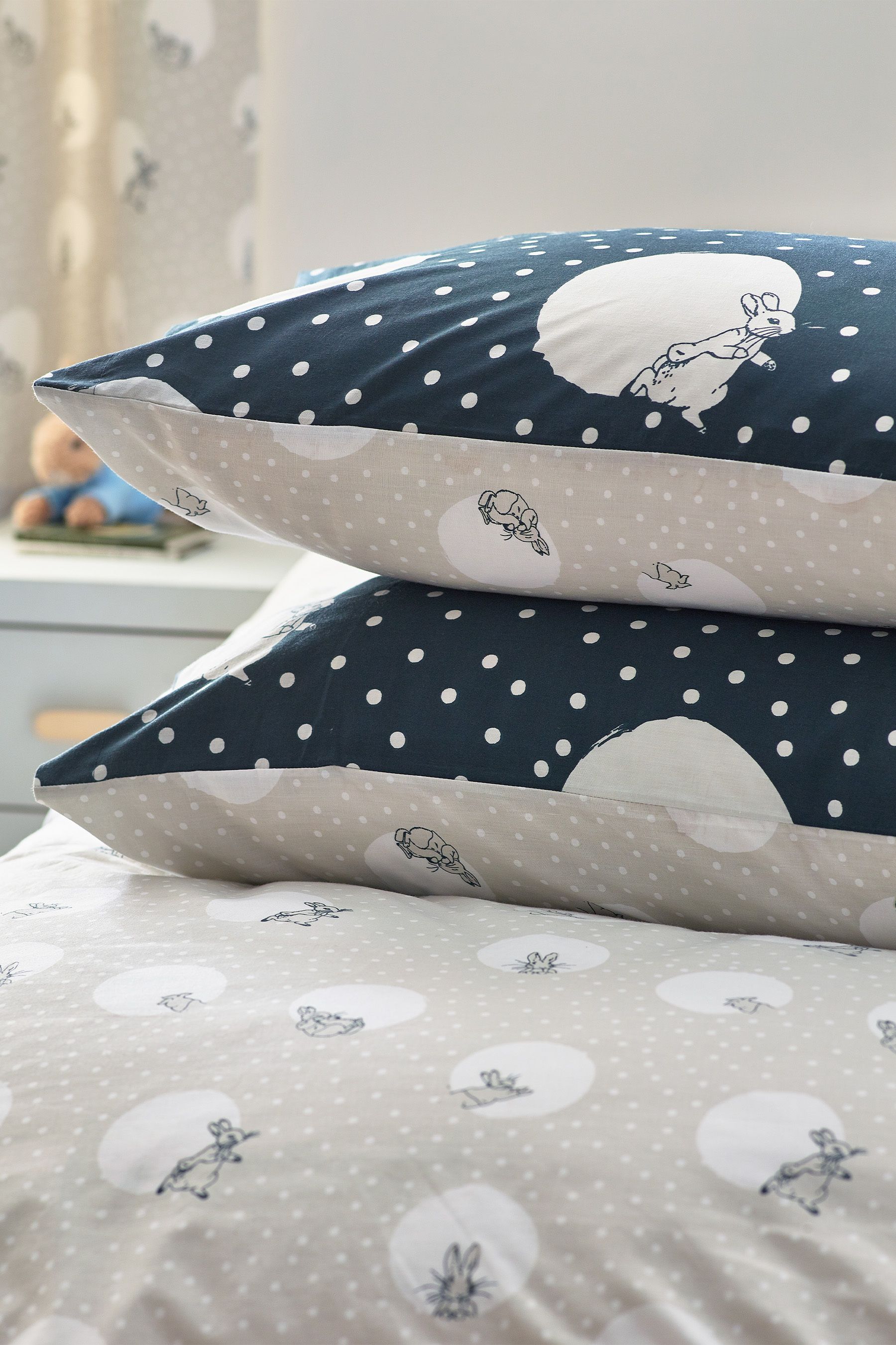 Buy Peter Rabbit™ Grey Spot Me Monochrome Duvet Cover and Pillowcase ...