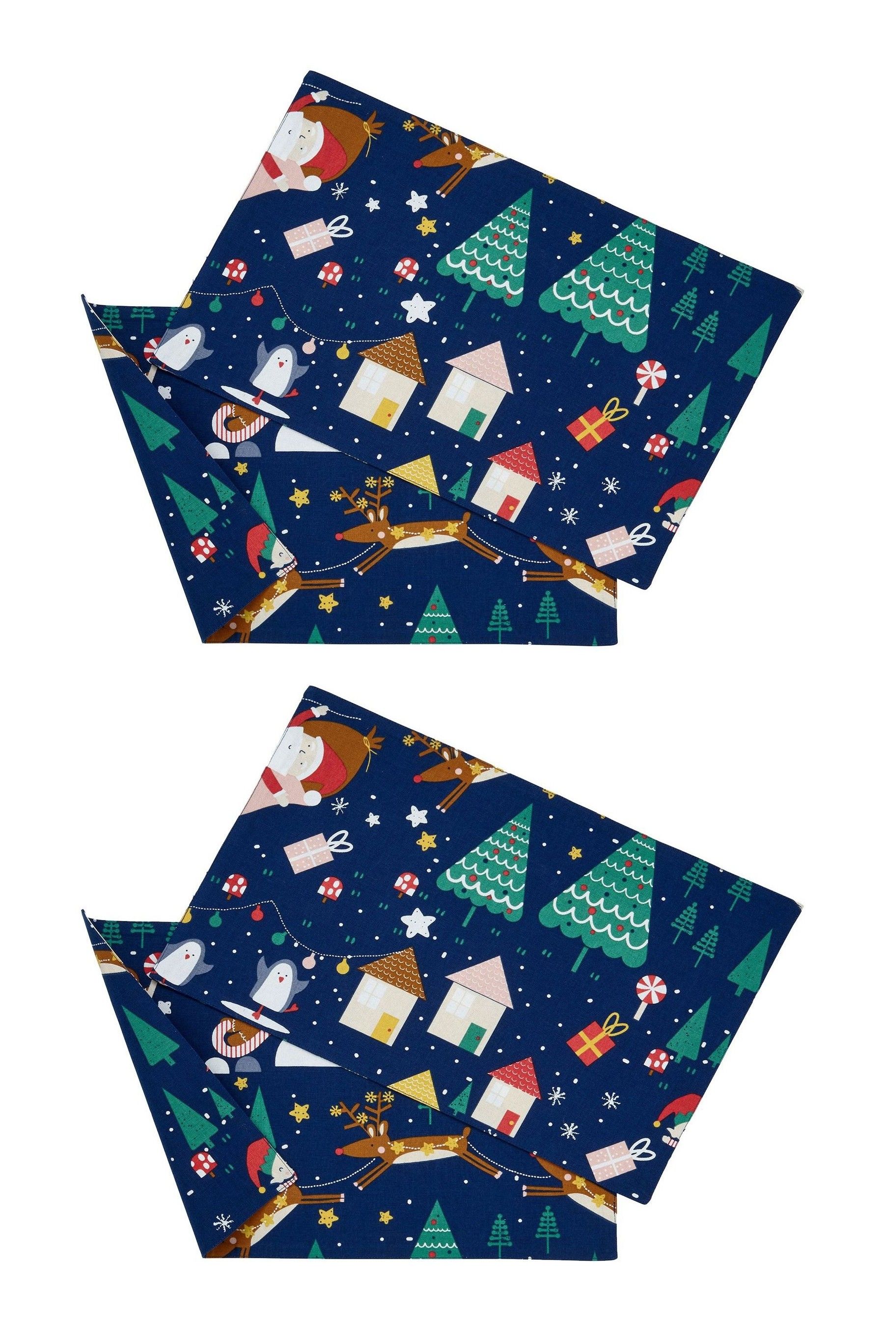 Buy Catherine Lansfield 4 Pack Blue Santa's Christmas Wonderland