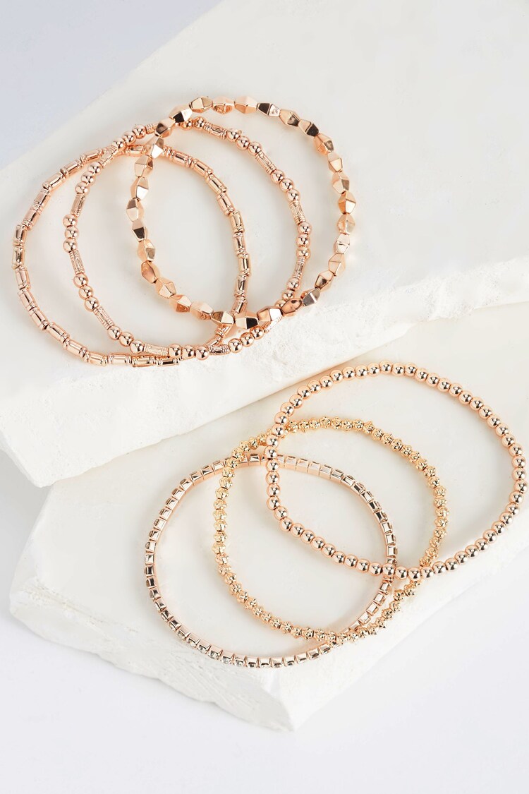 Rose Gold Tone Sparkle Stretch Bracelets Pack - Image 1 of 1
