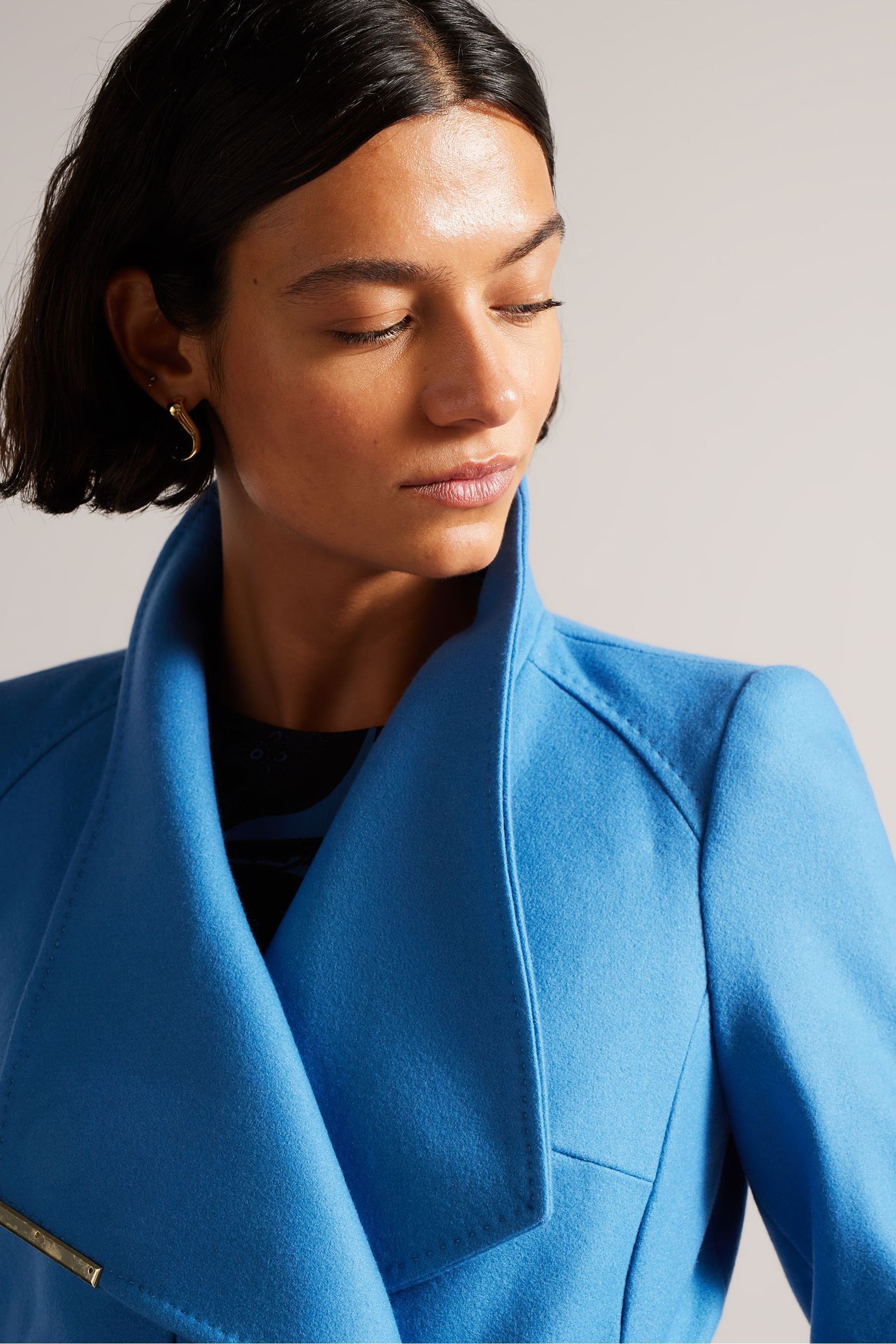 Buy Ted Baker Blue Mid Length Wool Wrap Coat from Next Ireland