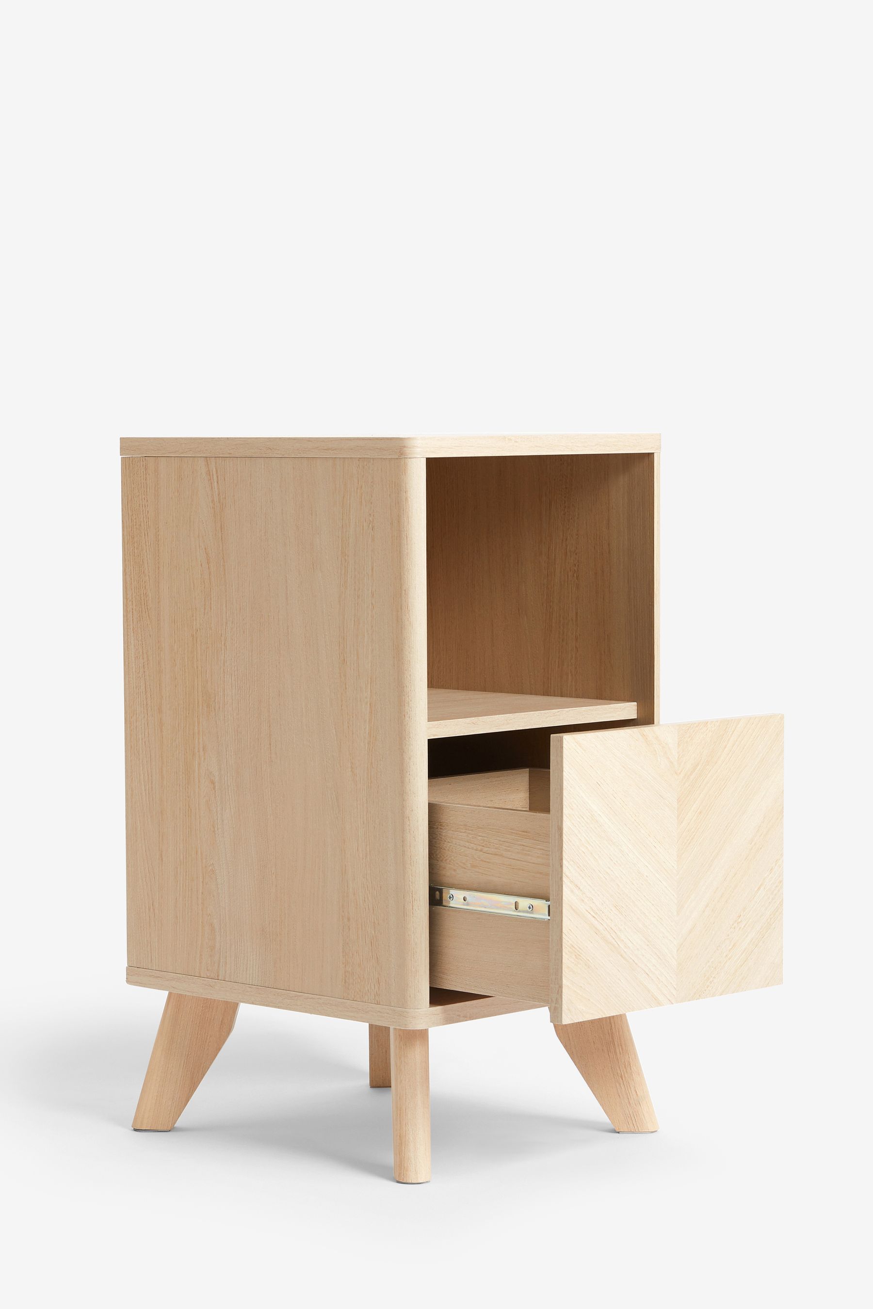 Buy Natural Anderson Oak Effect 1 Drawer Slim Bedside Table from the