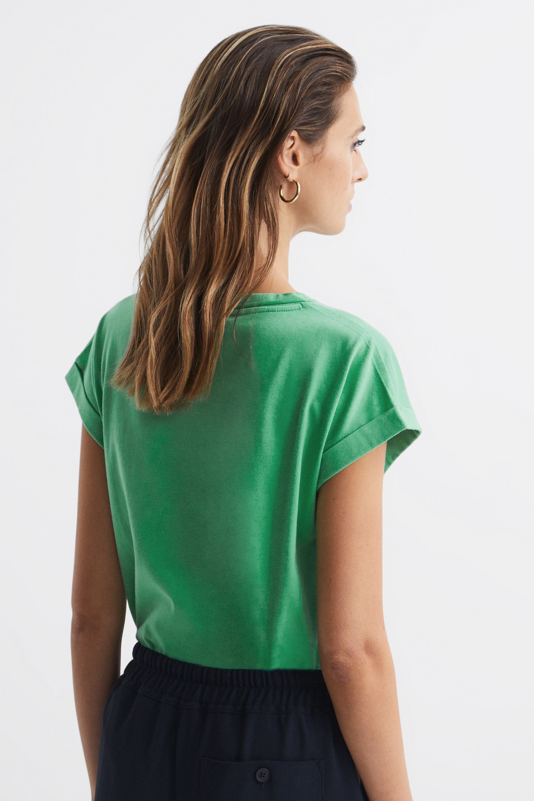 Buy Reiss Green Tereza CottonJersey Crew Neck TShirt from the Next UK