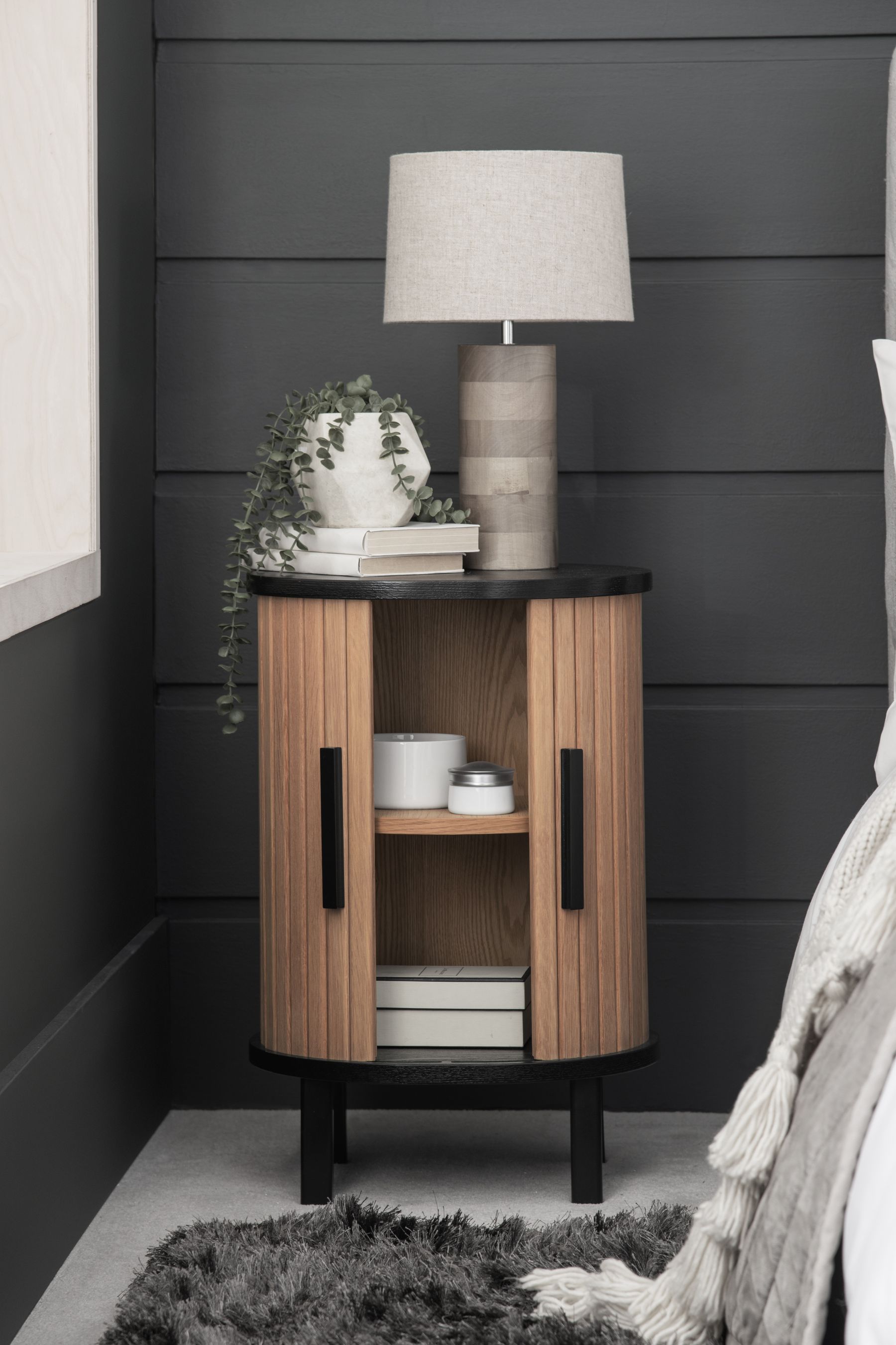 Buy Black Conway Oak Effect 1 Drawer Bedside Table from Next Ireland