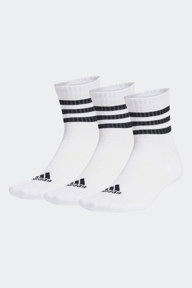 Blanco/Negro - adidas 3-Stripes Cushioned Sportswear Mid Cut Socks 3 Pairs - Imagen 1 de 1