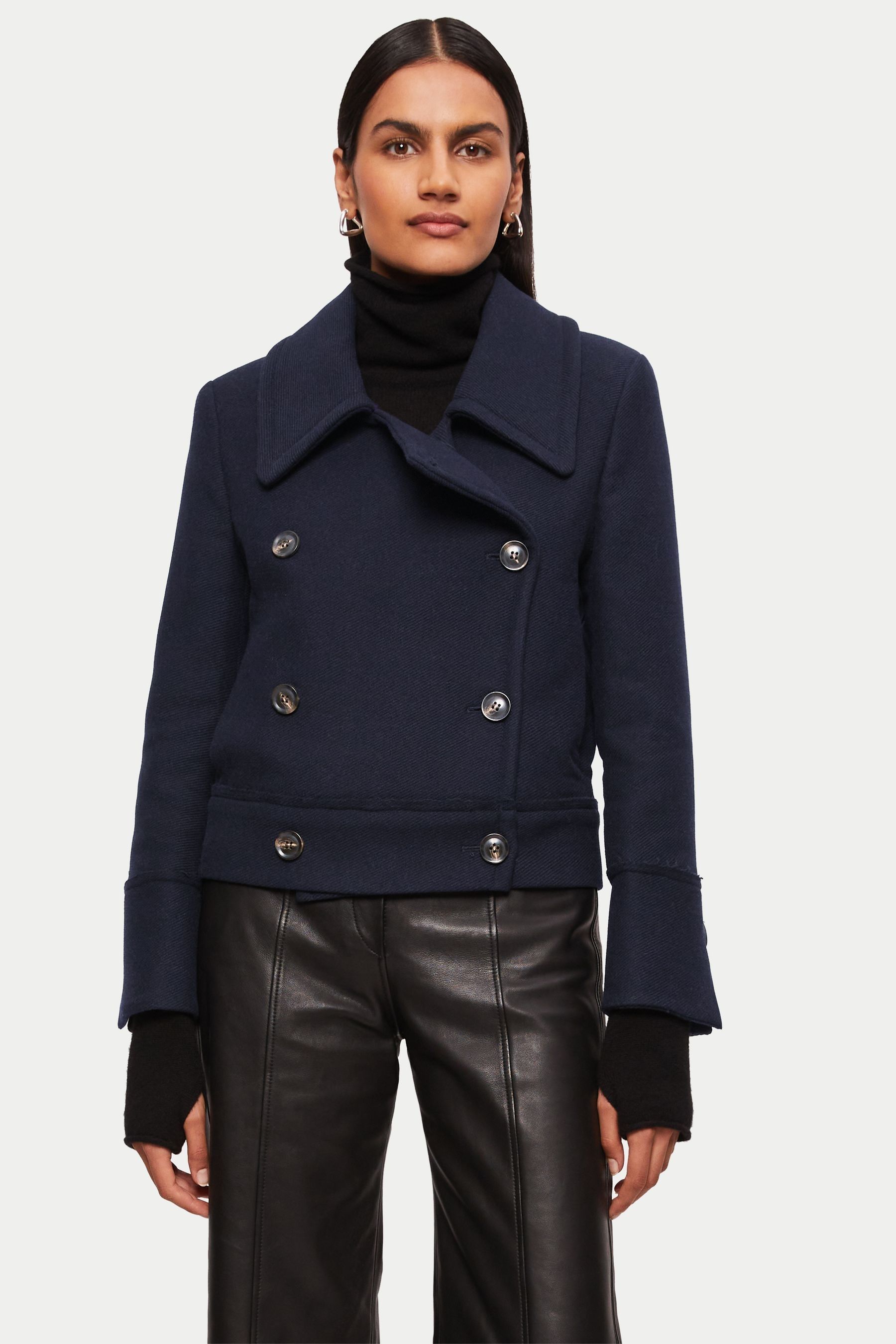 Buy Jigsaw Blue Modern Twill Pea Coat from the Next UK online shop