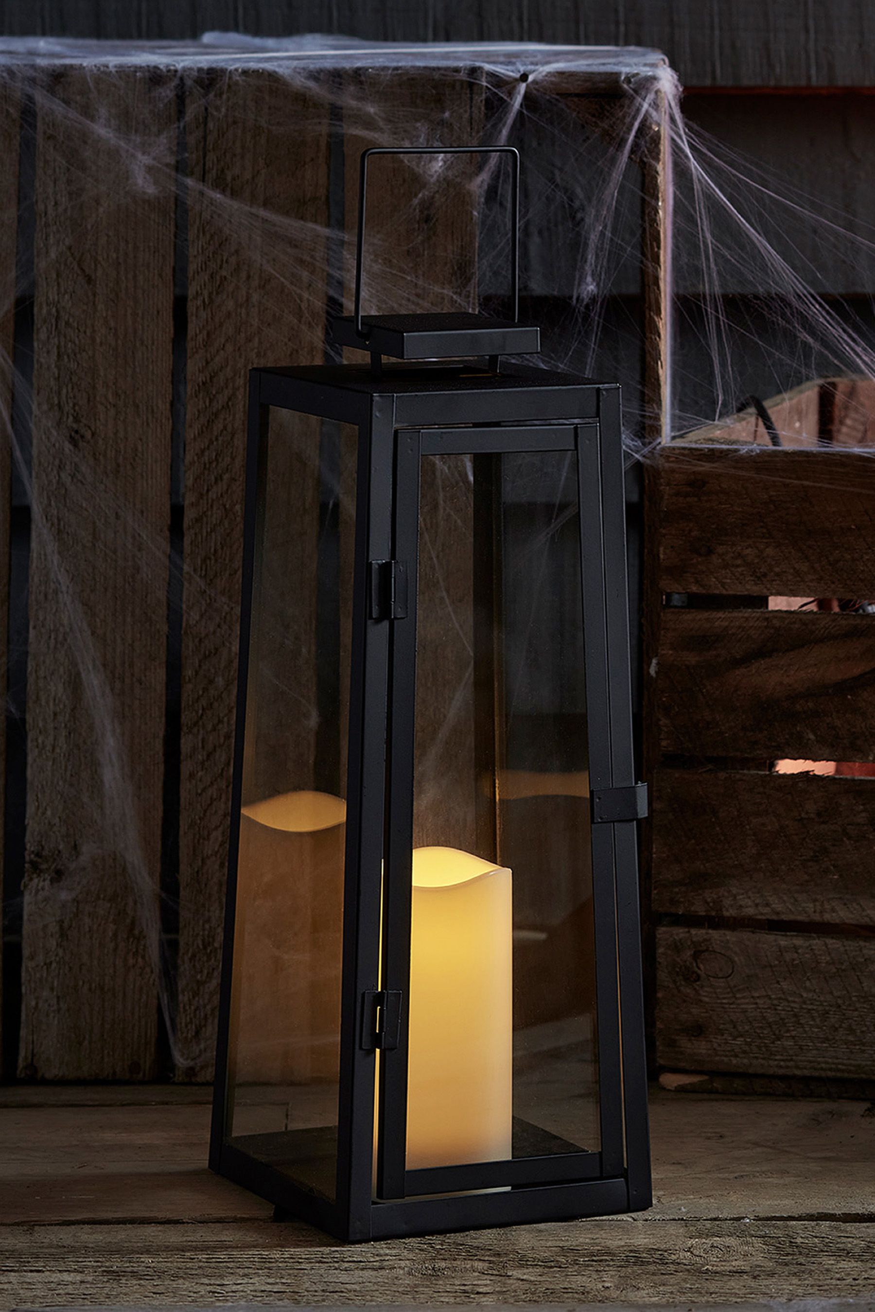 Buy Lights4fun Large Solar Powered Black Metal Garden Candle Lantern