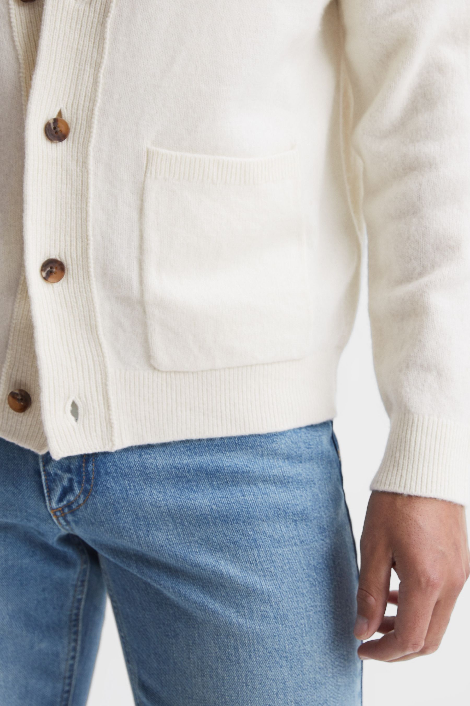 Buy Reiss Ecru Andrews Merino Wool Cardigan from the Next UK online shop