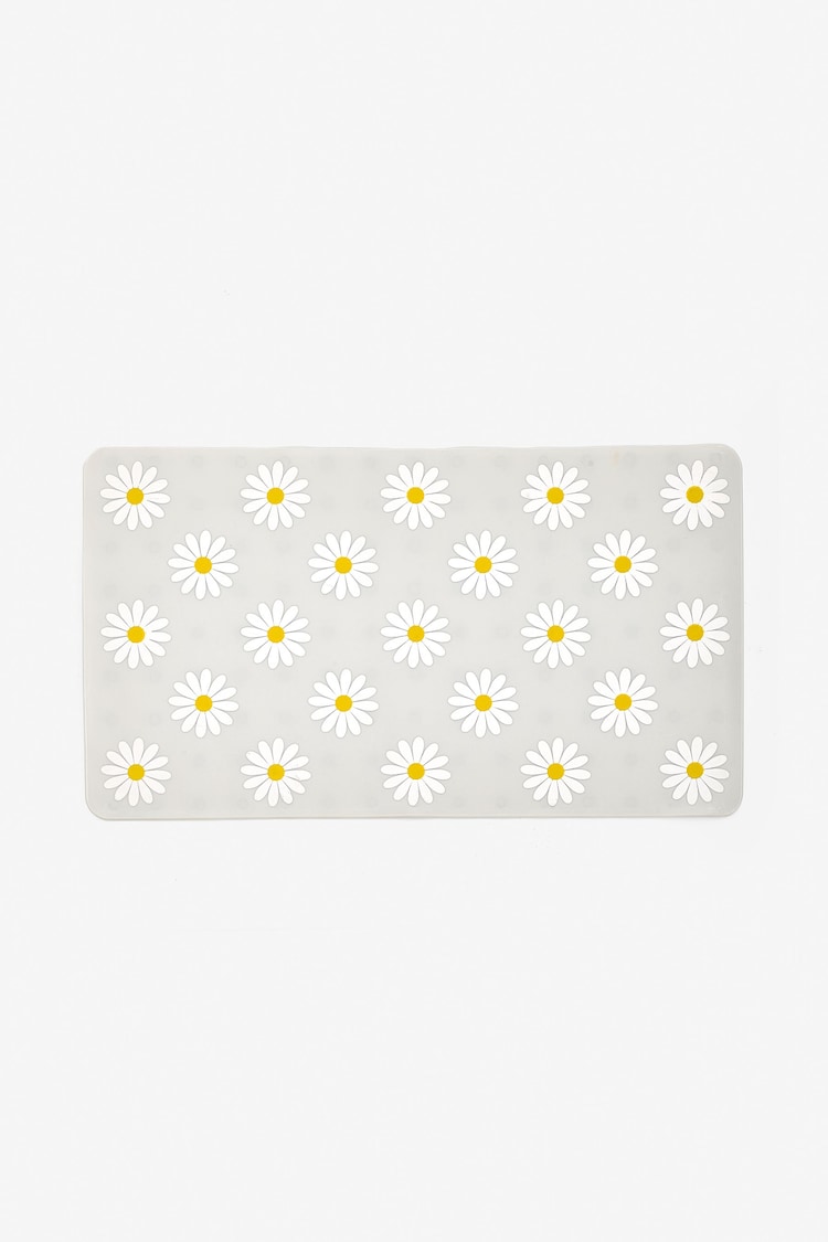 Grey Daisy Plastic In Bath Mat - Image 1 of 1