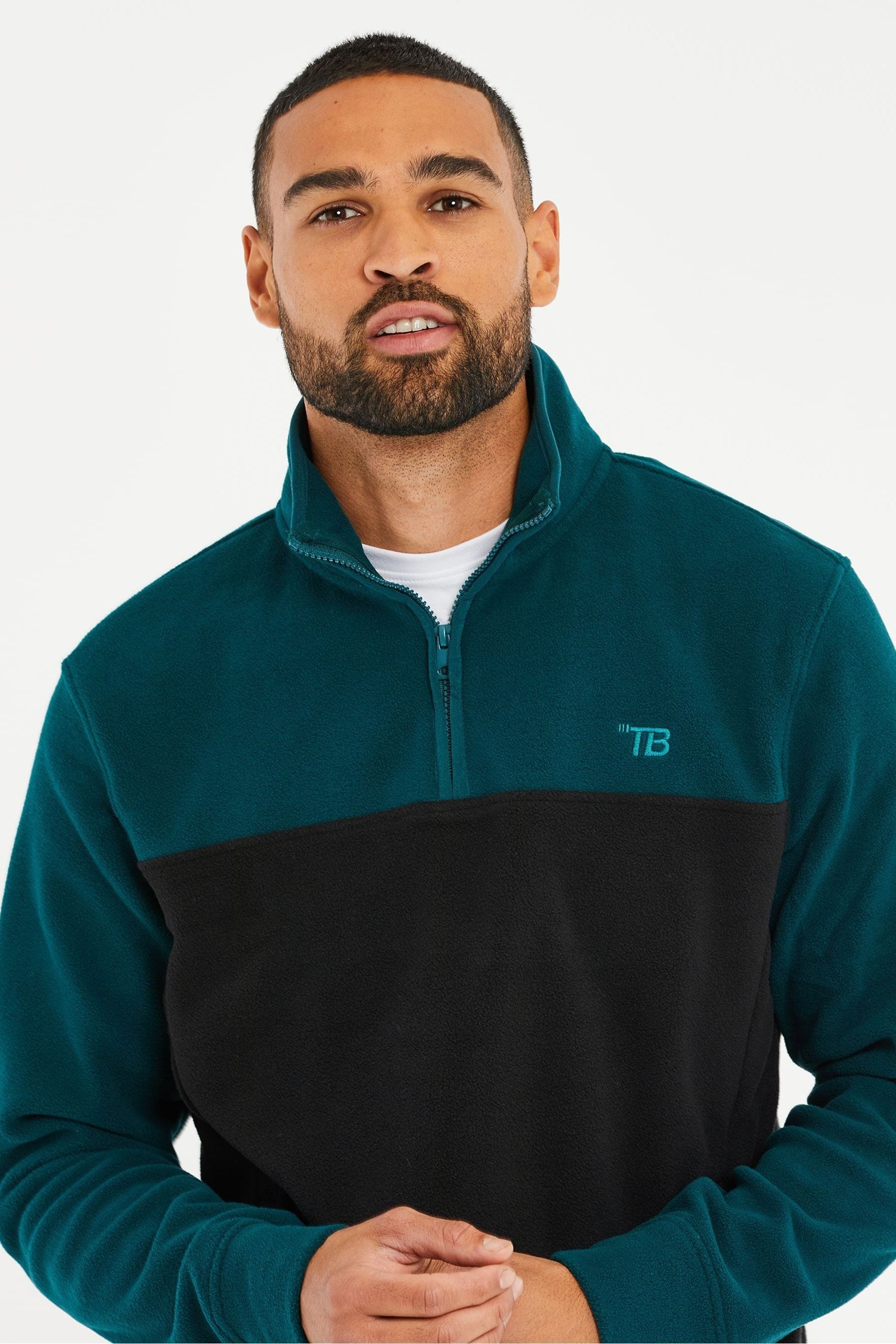 Buy Threadbare Green Two Tone 1/4 Zip Fleece Jumper from the Next UK