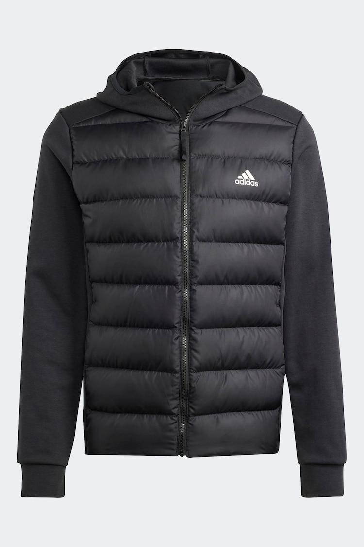 adidas Black Essentials Hybrid Down Hooded Jacket - Image 1 of 1