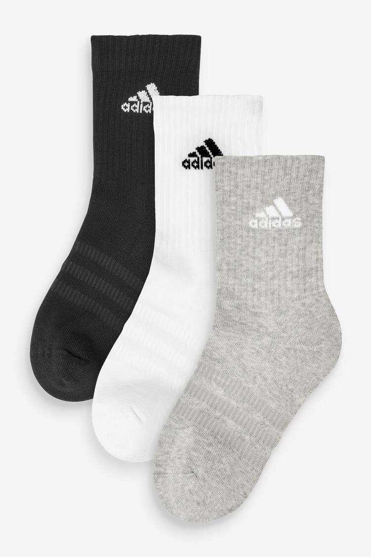 adidas Grey Cushioned Crew Socks 3 Pack - Image 1 of 1