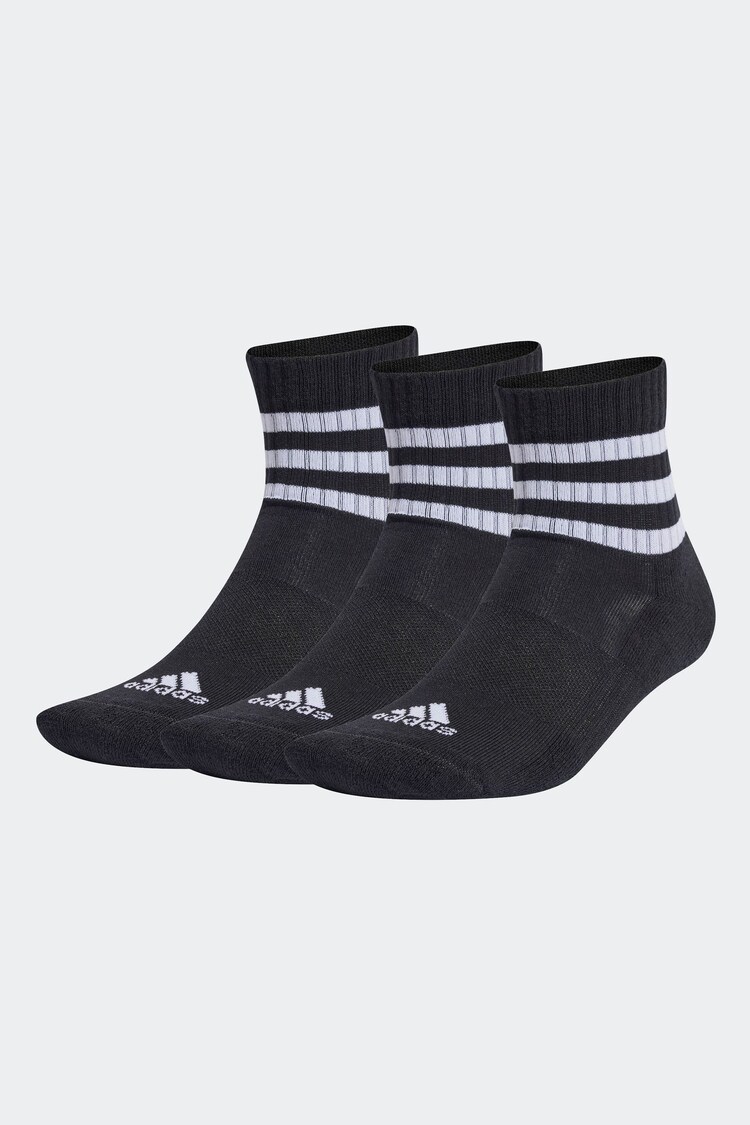 Negro - adidas 3-Stripes Cushioned Sportswear Mid Cut Socks 3 Pairs - Imagen 1 de 1