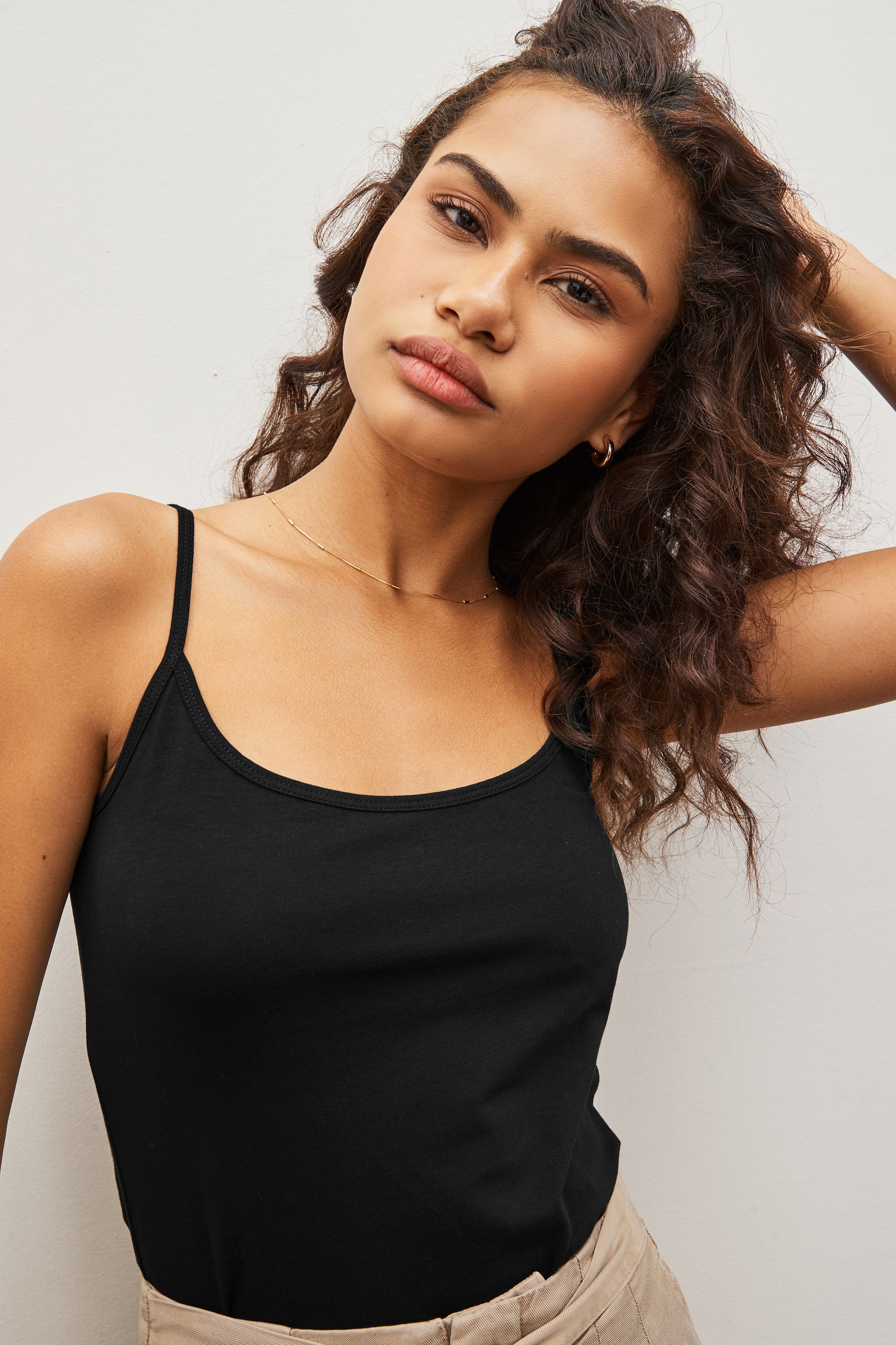 Buy Black/Black/White Thin Strap Vest 3 Packs from the Next UK online shop