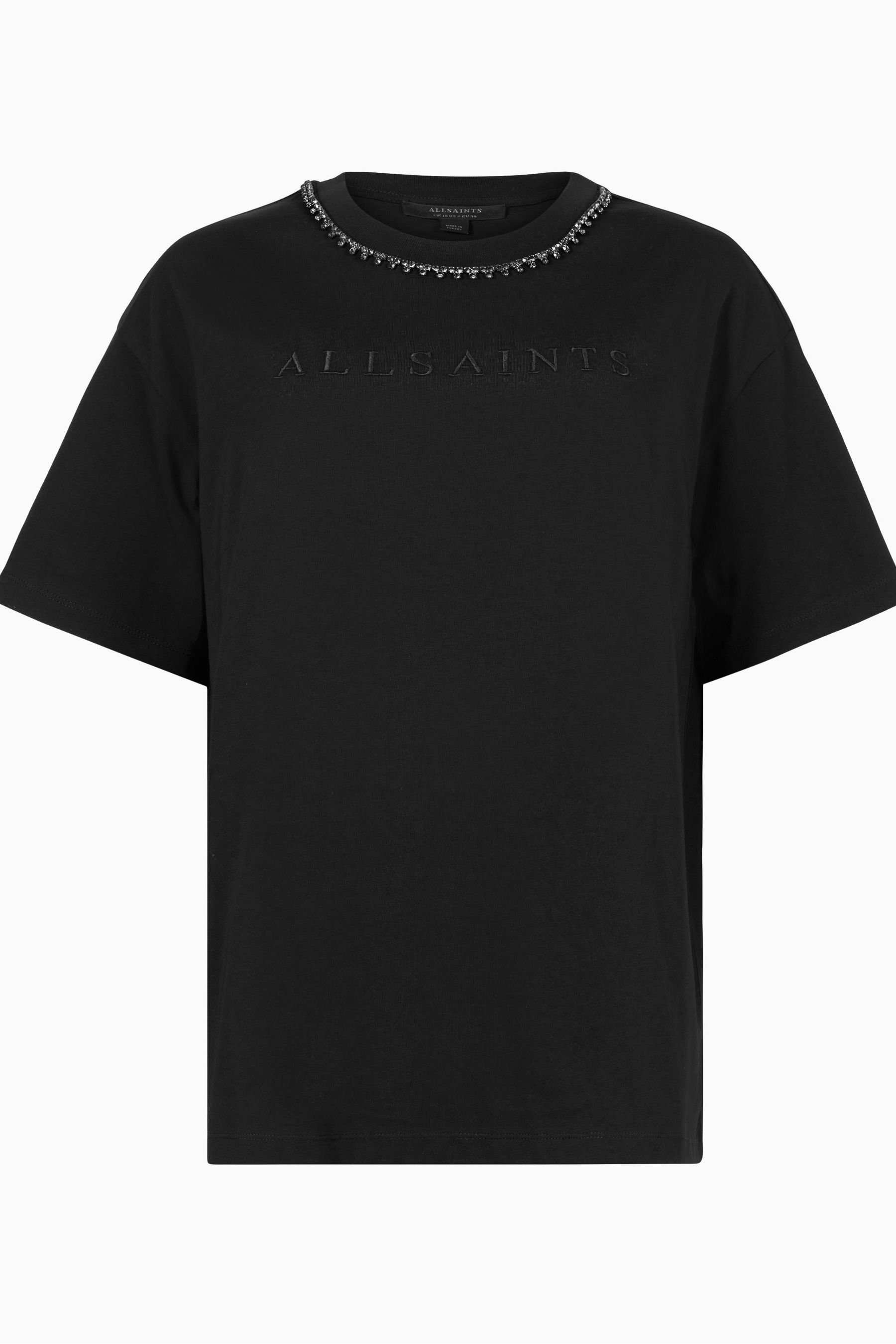 Buy AllSaints Black Diamanté Pippa Boyfriend T-Shirt from the Next UK ...