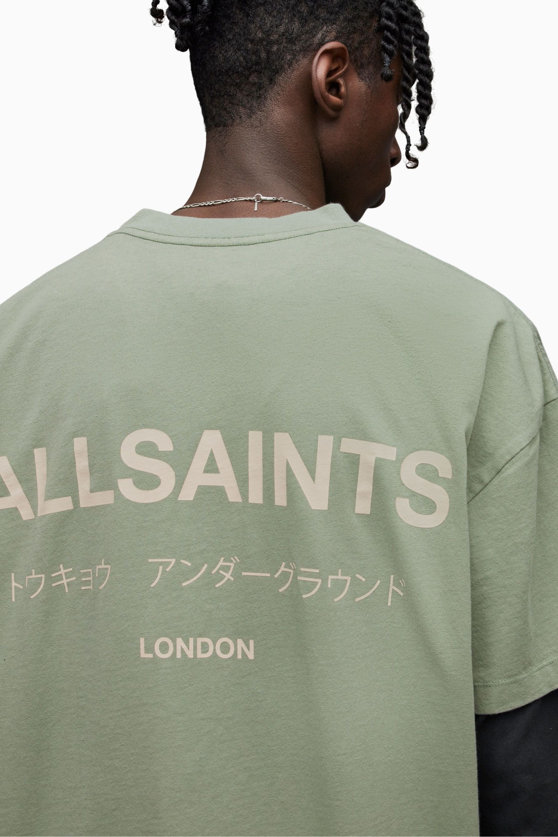 Buy AllSaints Green Underground Short Sleeve Crew TShirt from the Next