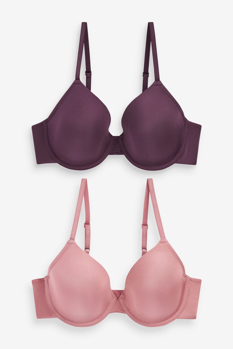 Plum Purple/Pink Light Pad Full Cup Smoothing T-Shirt Bras 2 Pack - Image 1 of 1