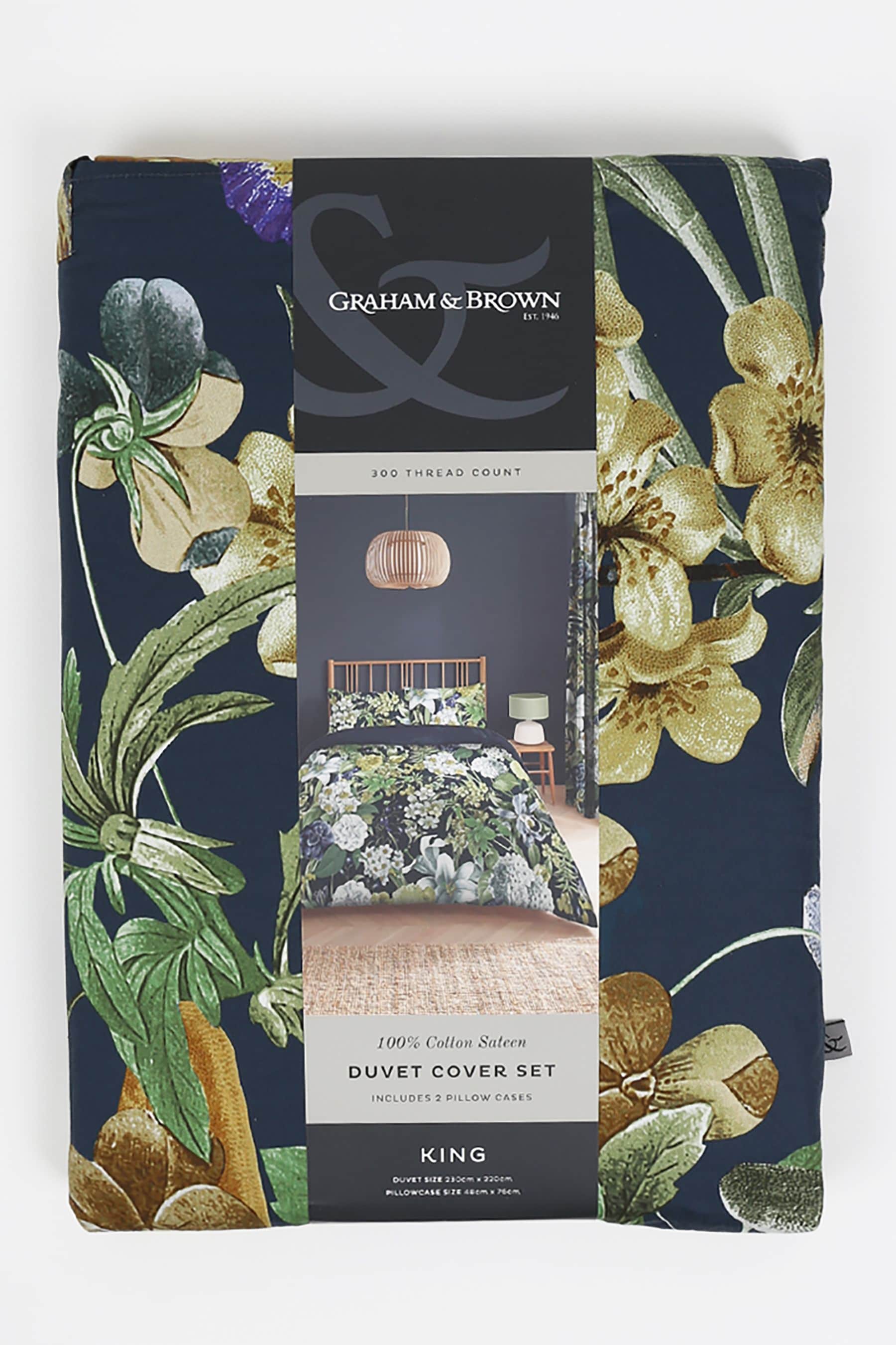 Buy Graham & Brown Navy Blue Glasshouse Flora Duvet Cover and