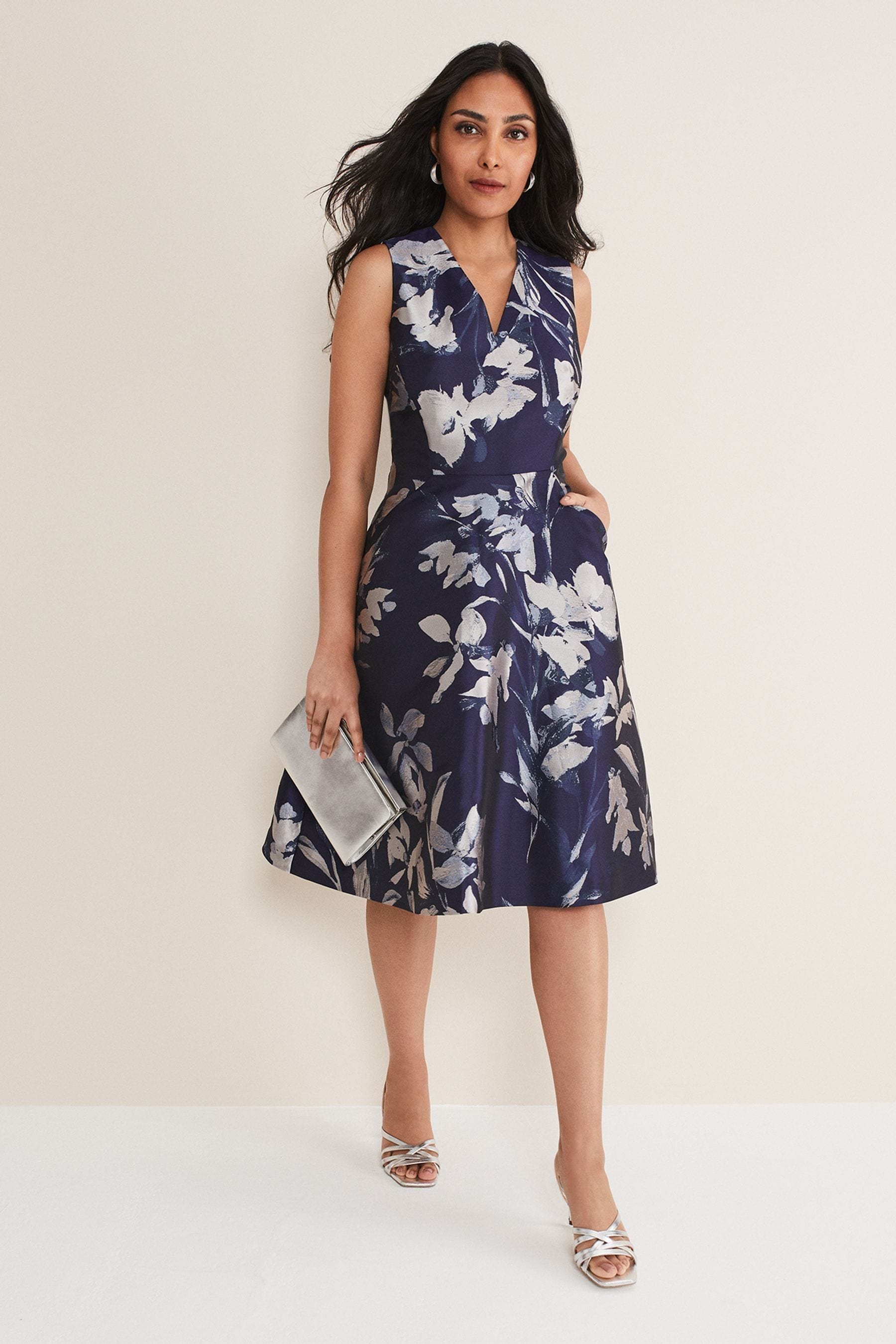 Buy Phase Eight Blue Petite Cassy Jacquard Dress from the Next UK ...