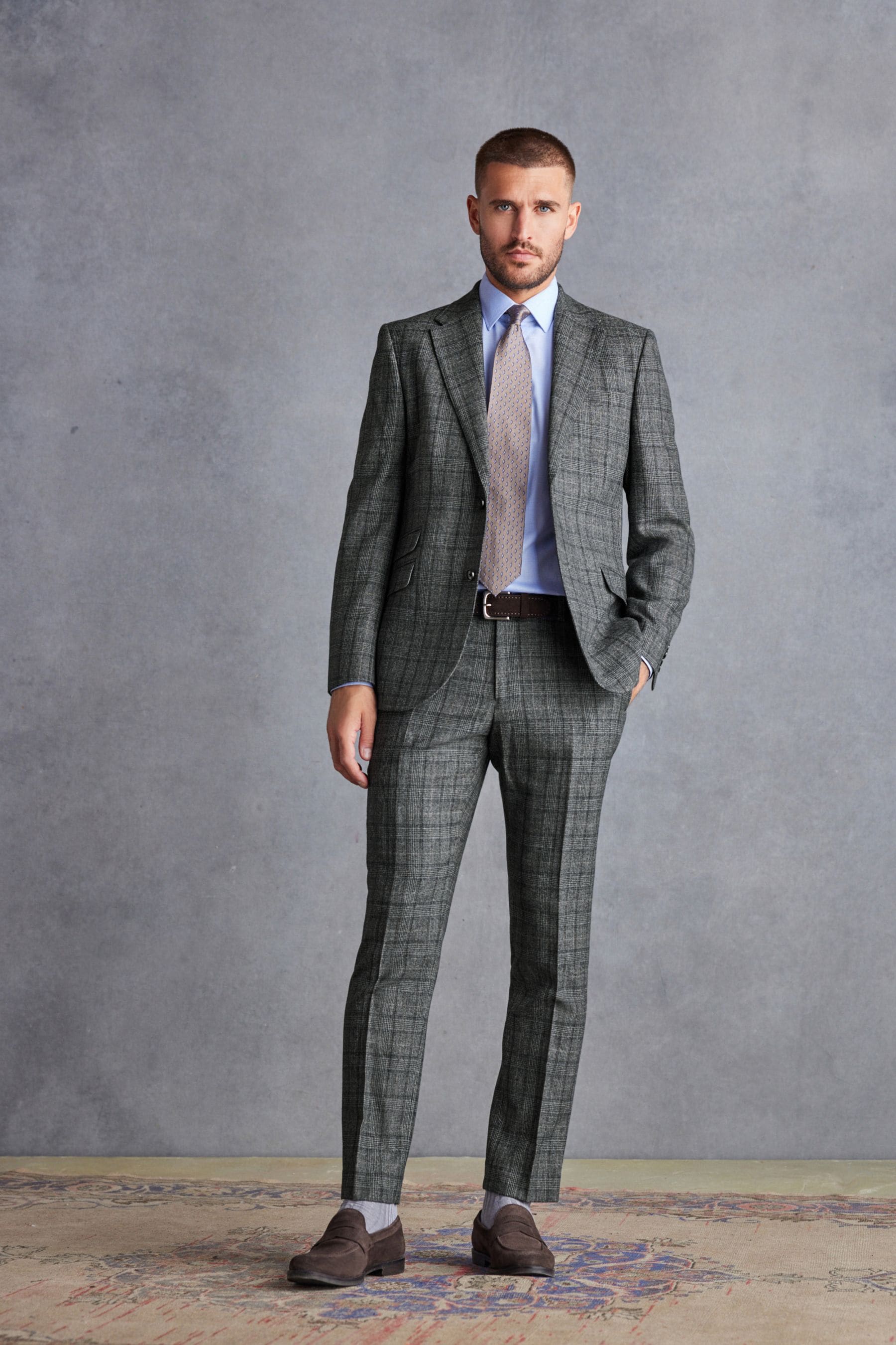 Buy Grey Slim Fit Signature Check Suit: Jacket from the Next UK online shop