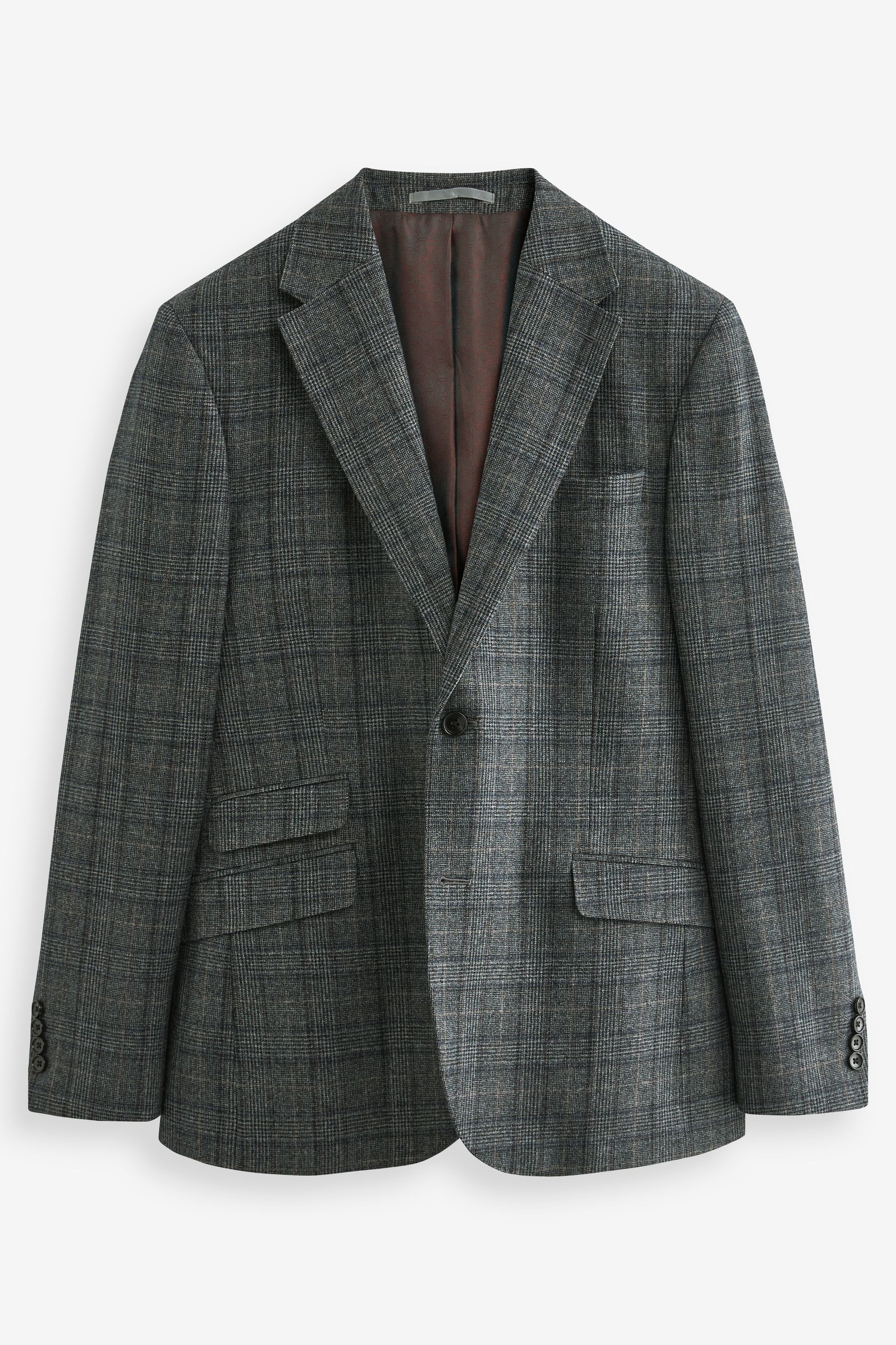 Buy Grey Slim Fit Signature Check Suit: Jacket from the Next UK online shop
