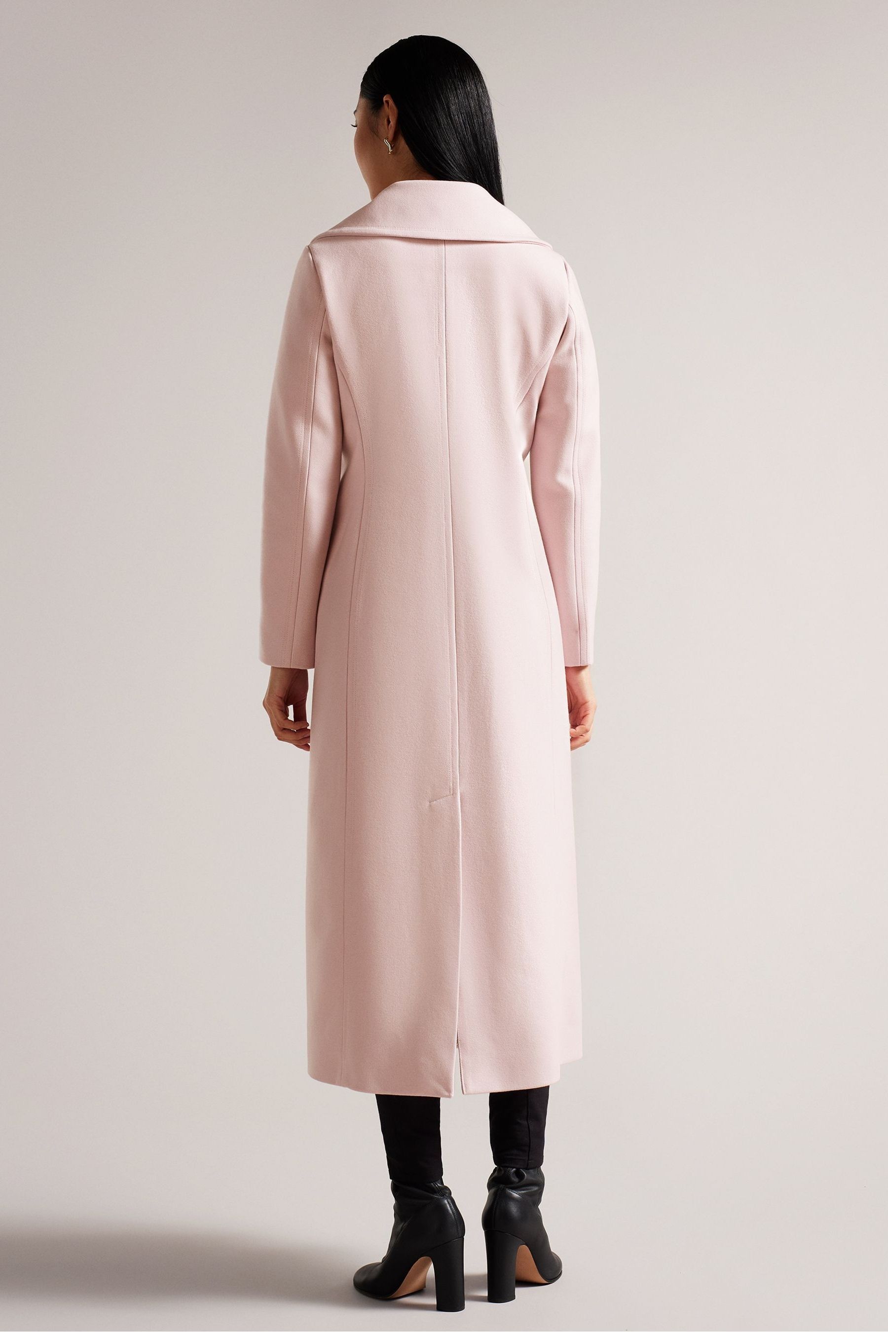 Buy Ted Baker Dusky Pink Marlei Full Length Wool Pea Coat from Next Ireland