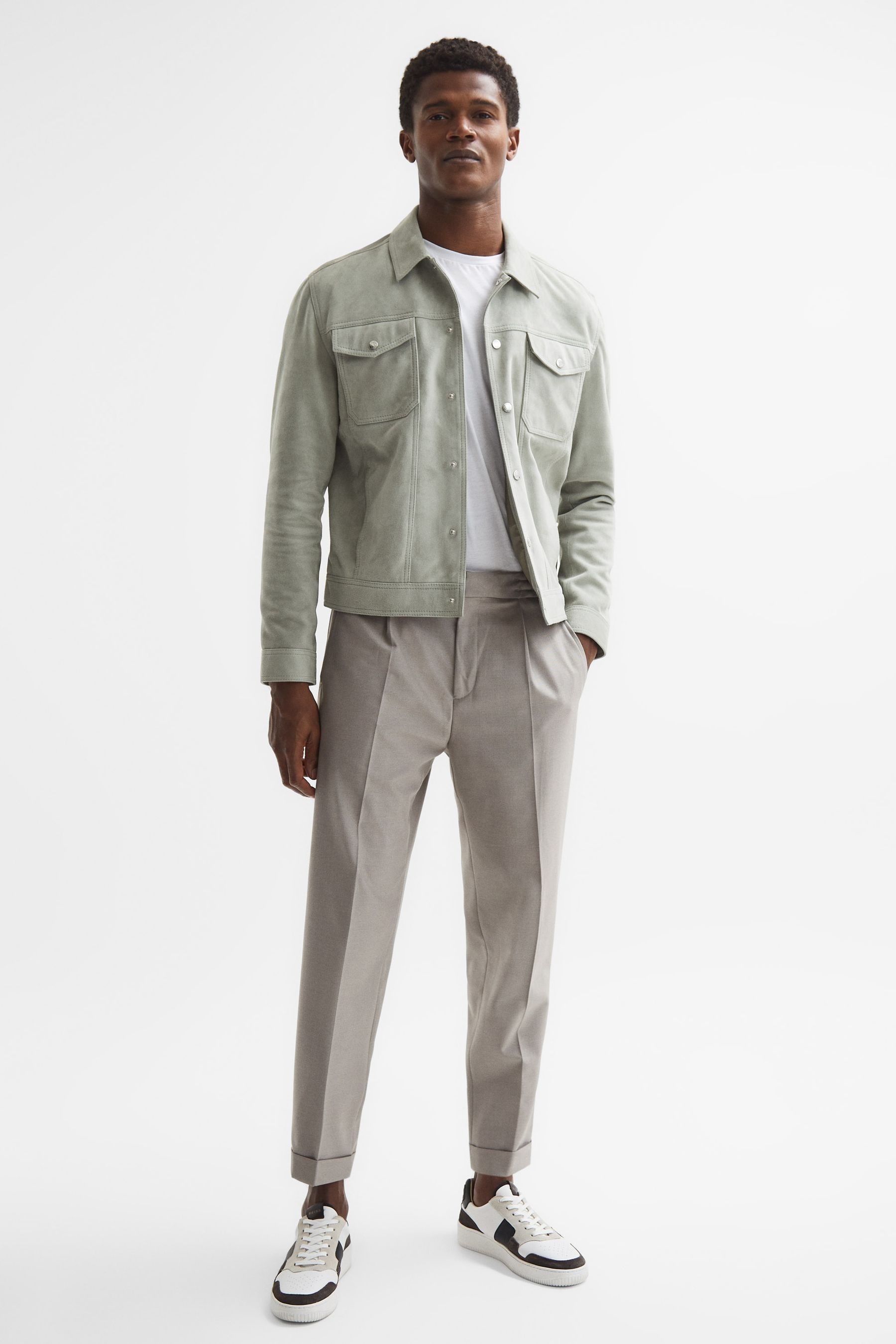 Buy Reiss Sage Noa Suede Button-Through Trucker Jacket from the Next UK ...