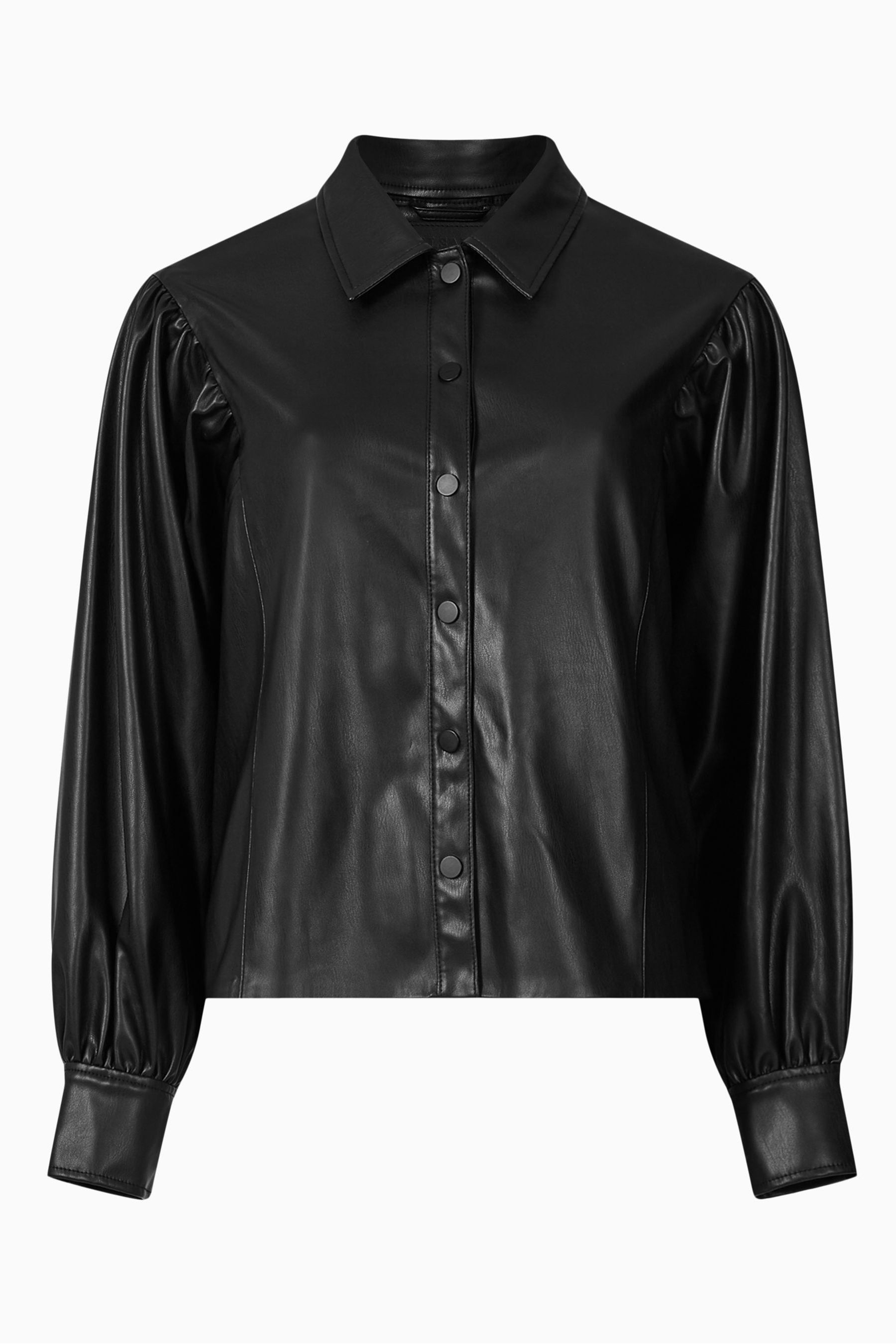 Buy AllSaints Bella Leather Black Shirt from the Next UK online shop