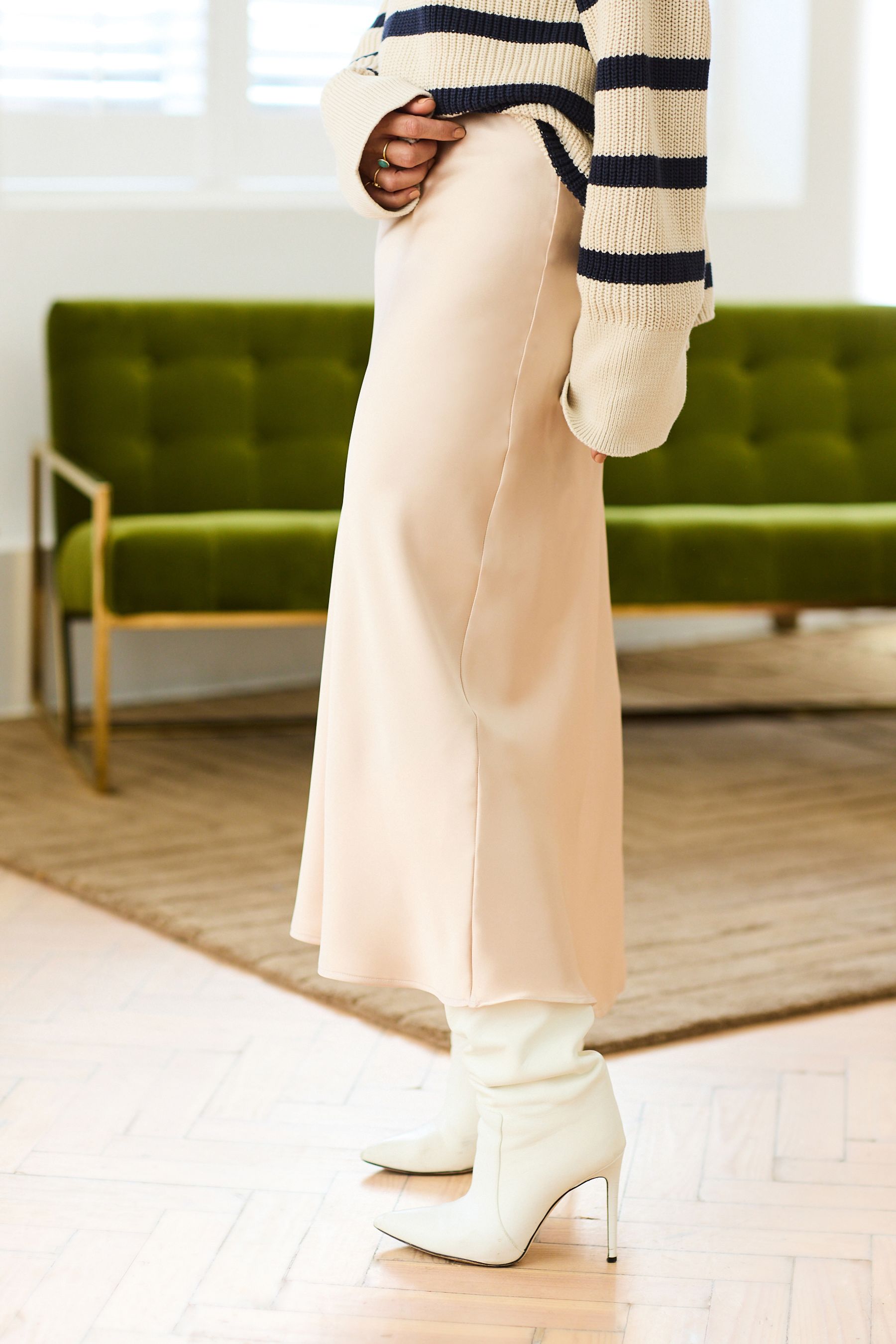 Buy Myleene Klass Cream Satin Slip Skirt from Next Ireland