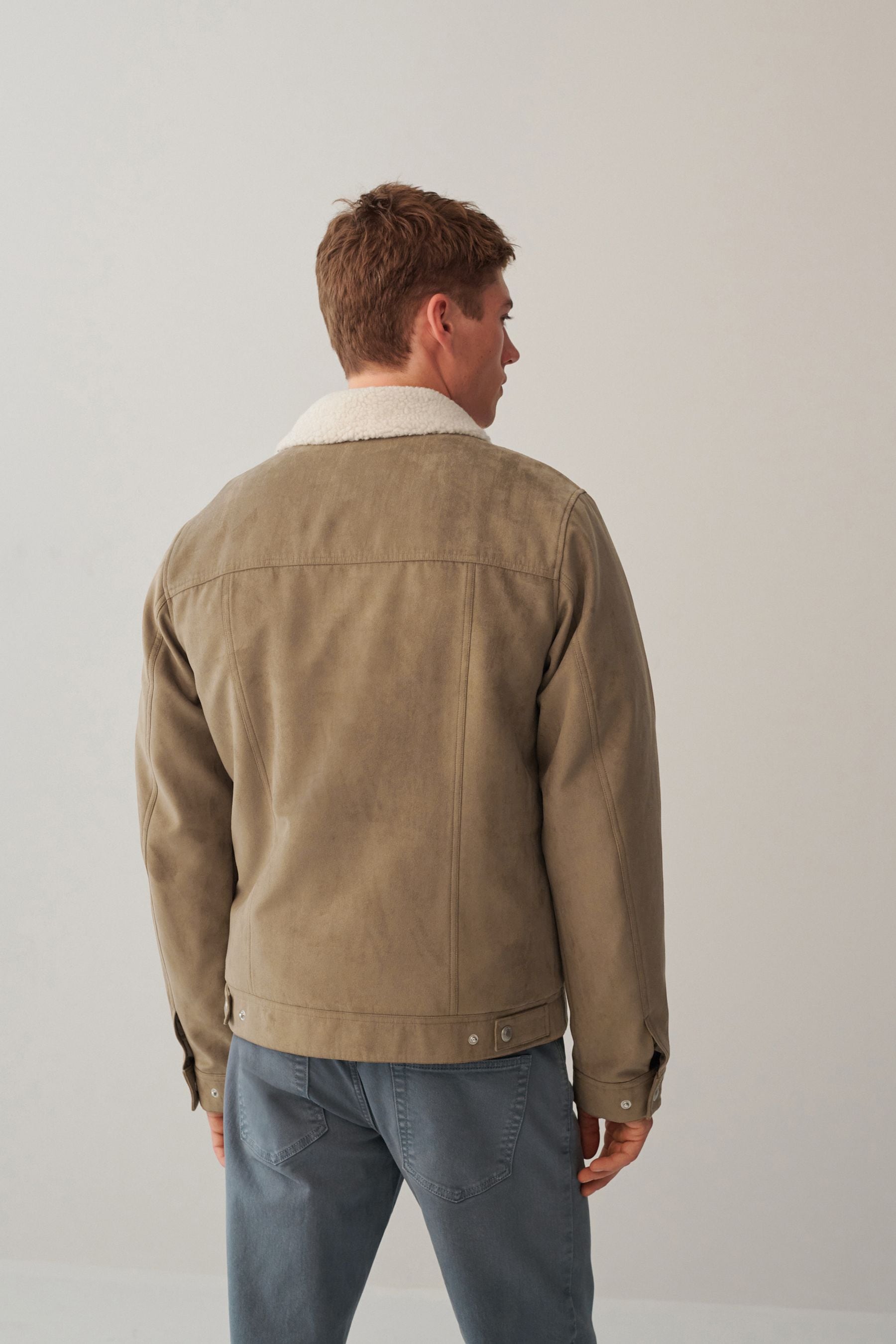 Buy Faux Suede Borg Collared Trucker Jacket from the Next UK online shop