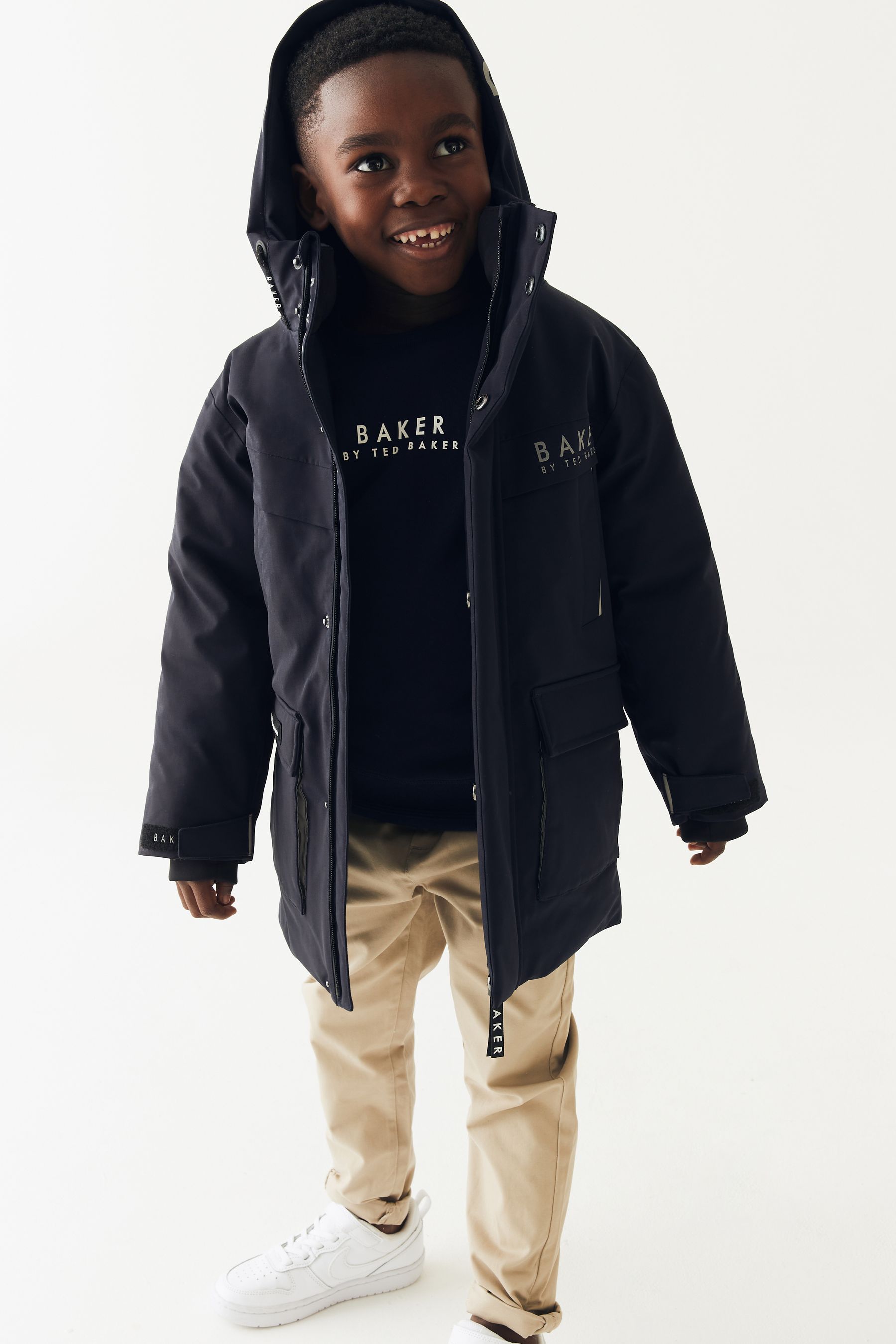 Buy Baker by Ted Baker Navy Waterproof Parka Coat from the Next UK ...