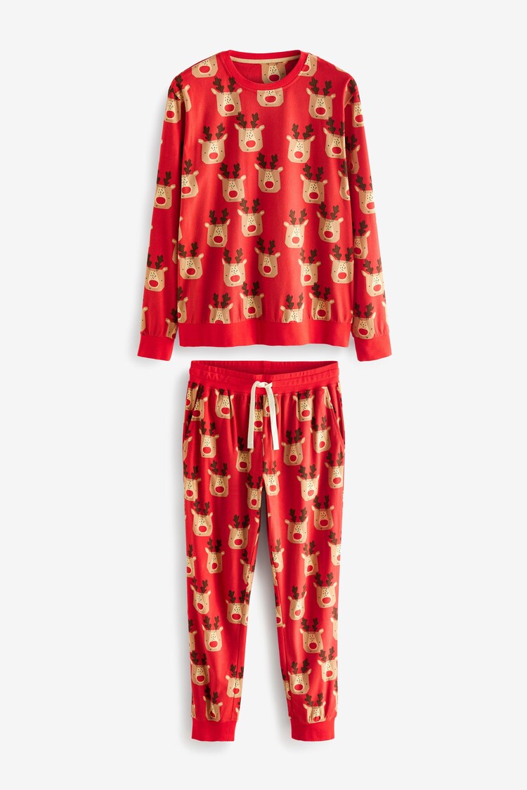 Red Reindeer Matching Family Mens Cosy Pyjamas - Image 1 of 1