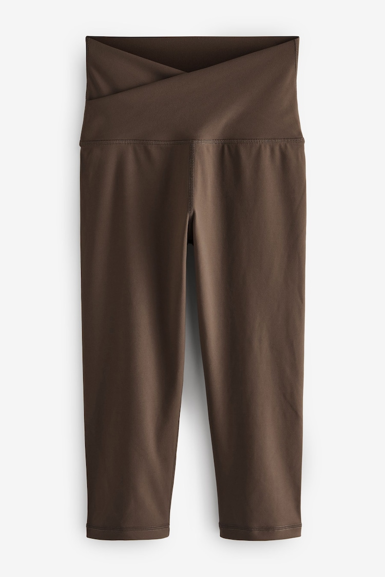 Chocolate Brown Next Active Sports Yoga Wrap Waist Capri Leggings - Image 1 of 1
